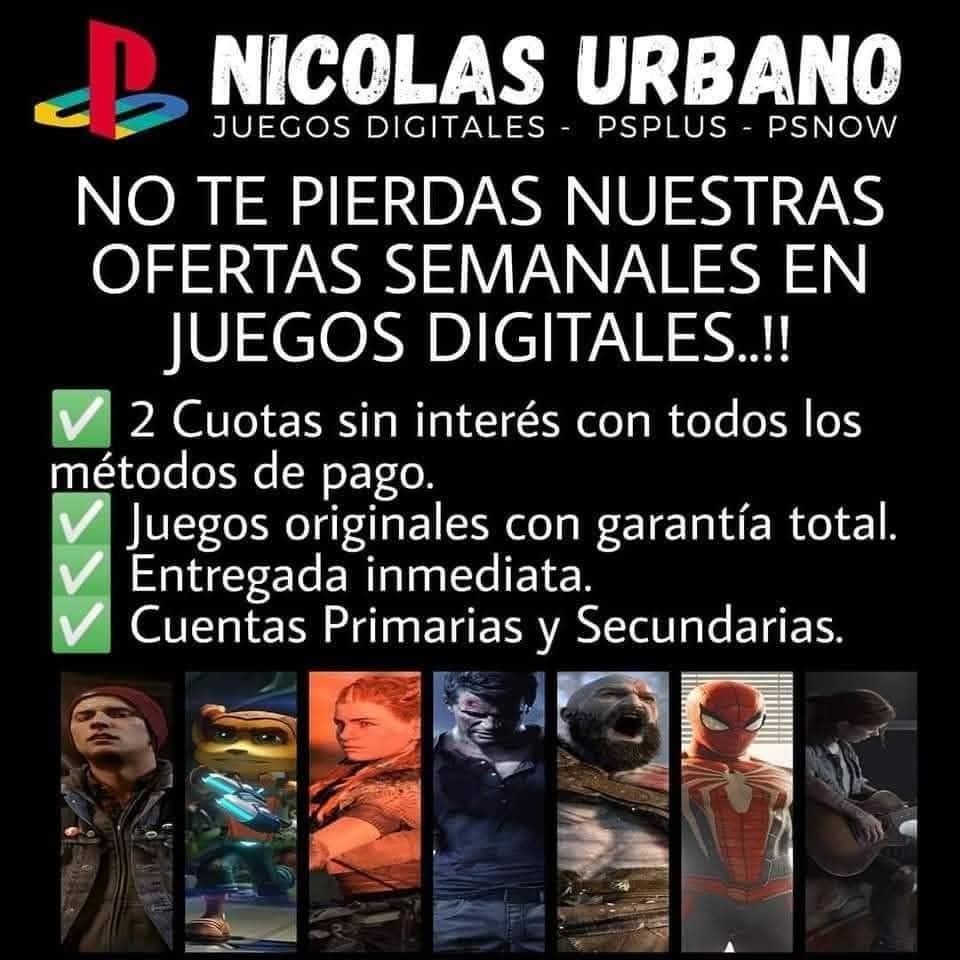 Nicolas Urbano Ps4 Ps5 Facebook ad: Trabajamos en la venta de Juegos digitales de…