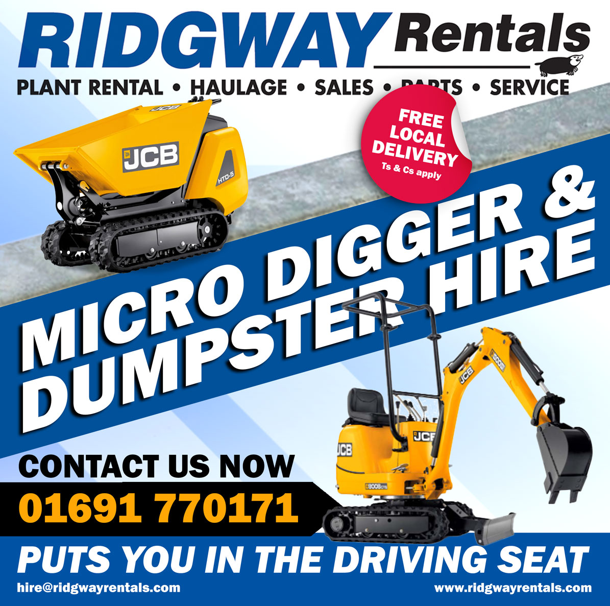 Ridgway Rentals Ltd (Plant Hire) Facebook ad: Get that job sorted with a wide range…