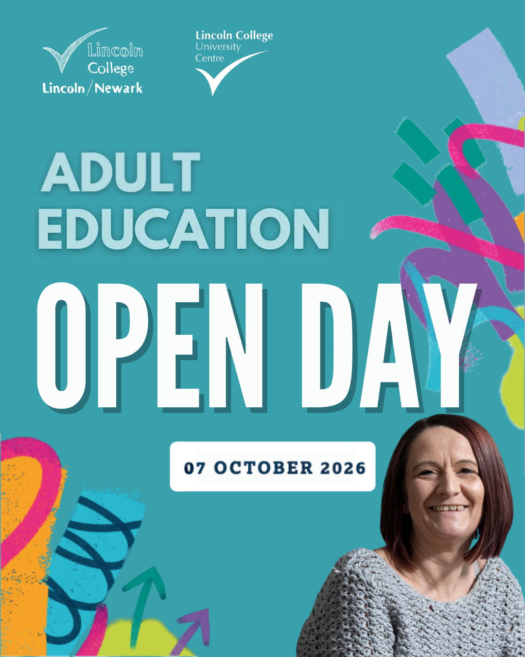 Lincoln College (UK) Facebook ad: Adult Education Open Day | 7 October from…
