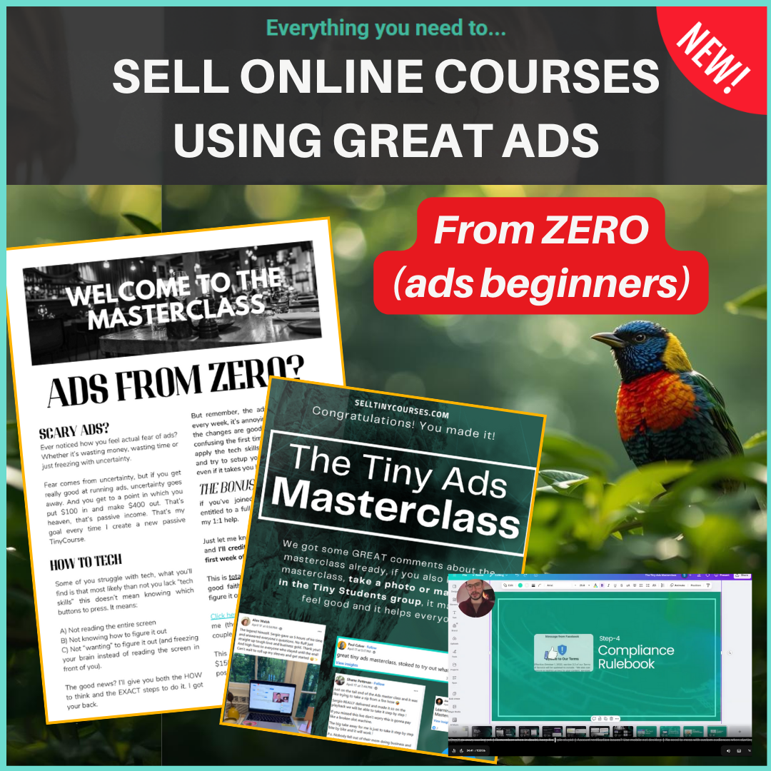 The Tiny Course Method Facebook ad