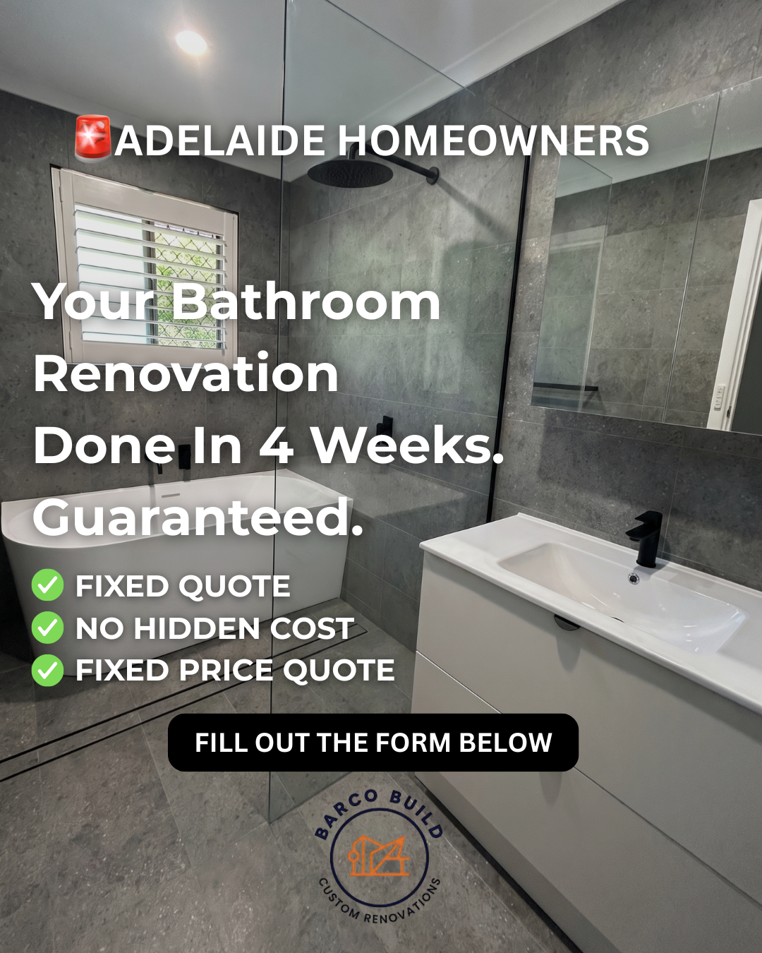 BarcoBuild Facebook ad: No Blowouts. No Delays. Adelaide