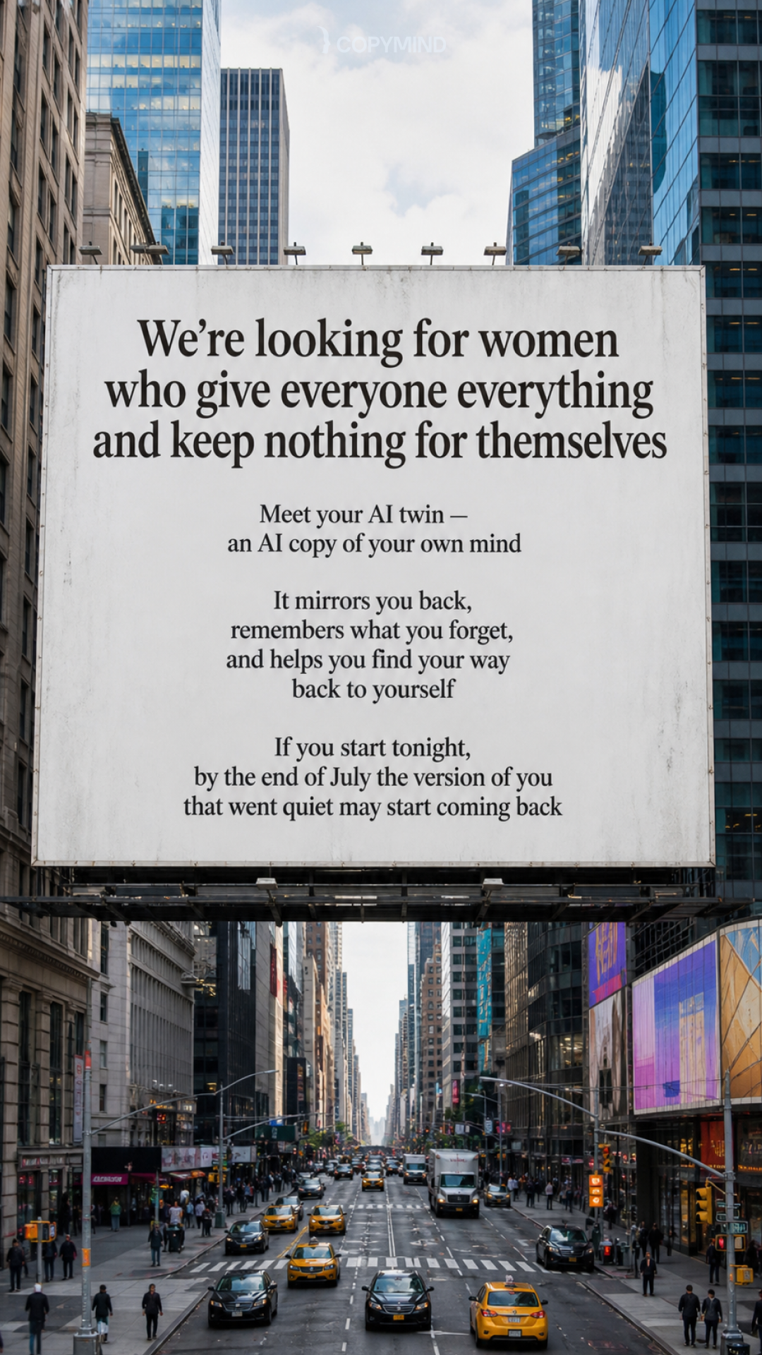 Copymind: AI twin for sel-reflection Facebook ad