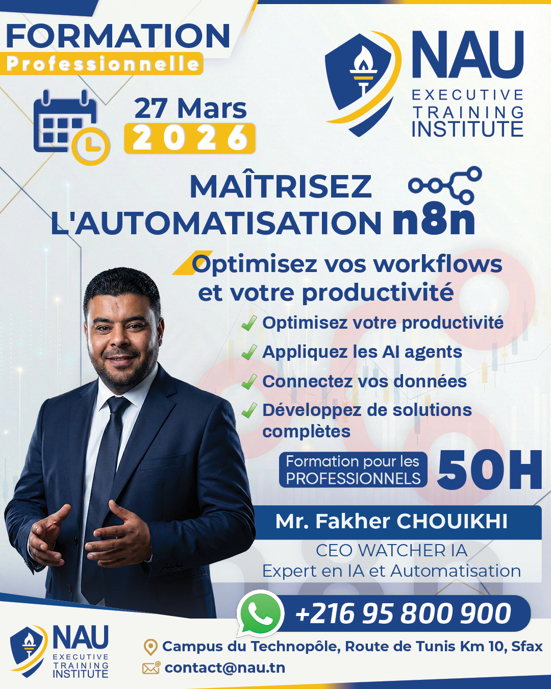 NAU Executive Facebook ad: Formation N8N: Pour Les Professionnels