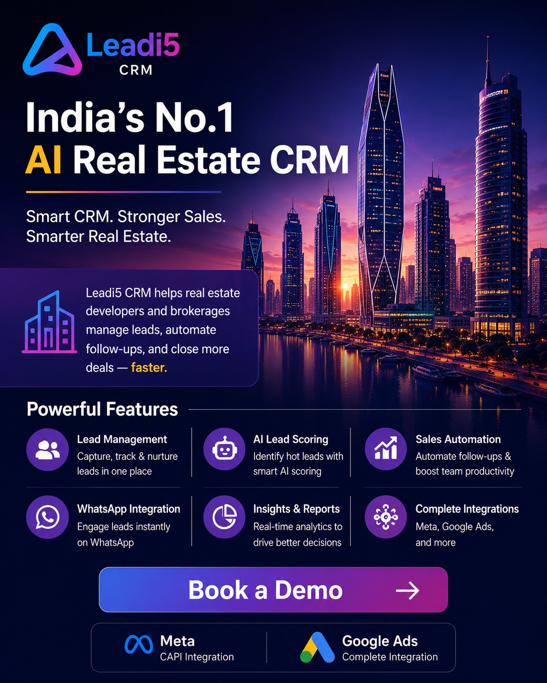 Leadi5 CRM Facebook ad: Stop Losing Real Estate Deals