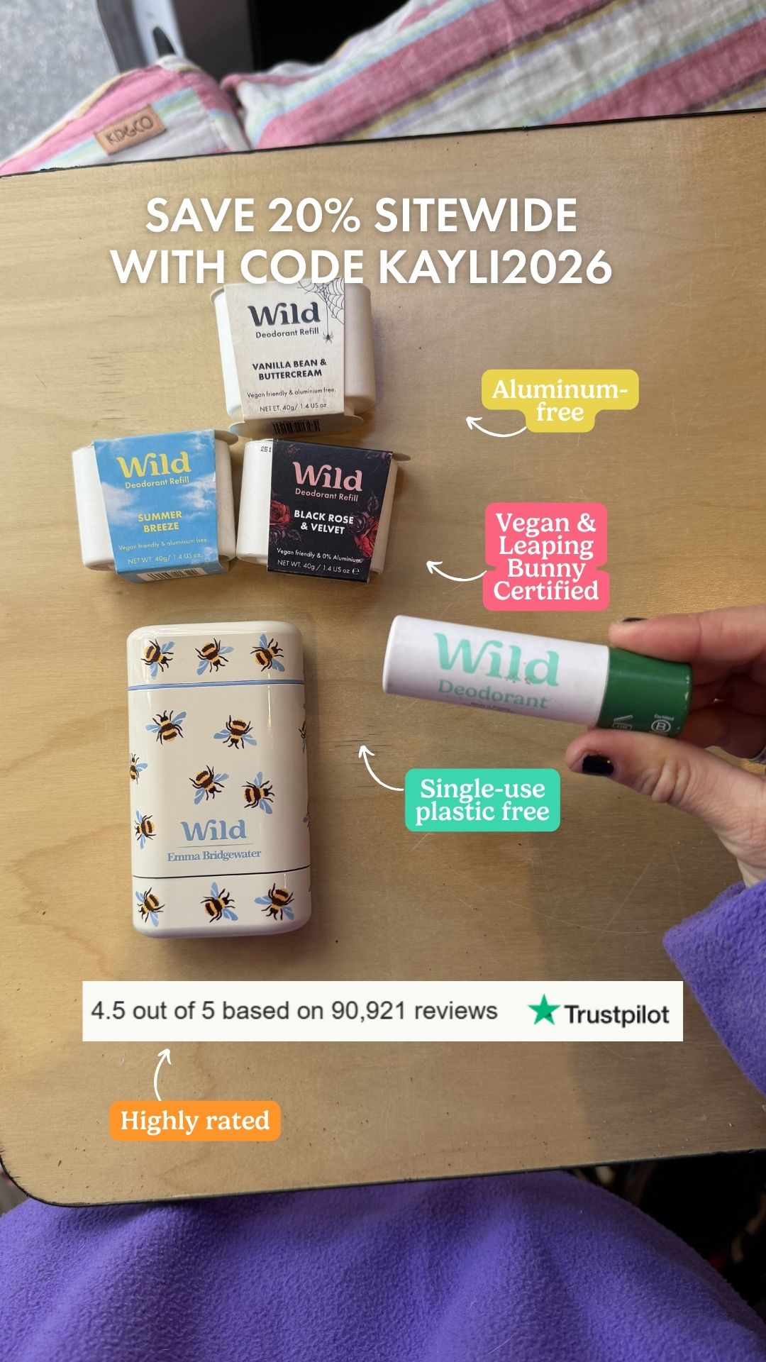 Wild Facebook ad: Get 25% off all Wild products with code KAYLI2026