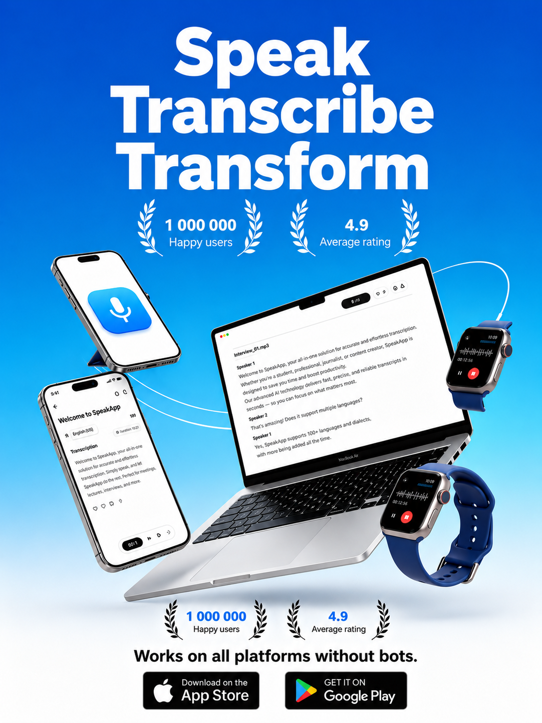 SpeakApp Facebook ad: From Speech to Text, Seamlessly
