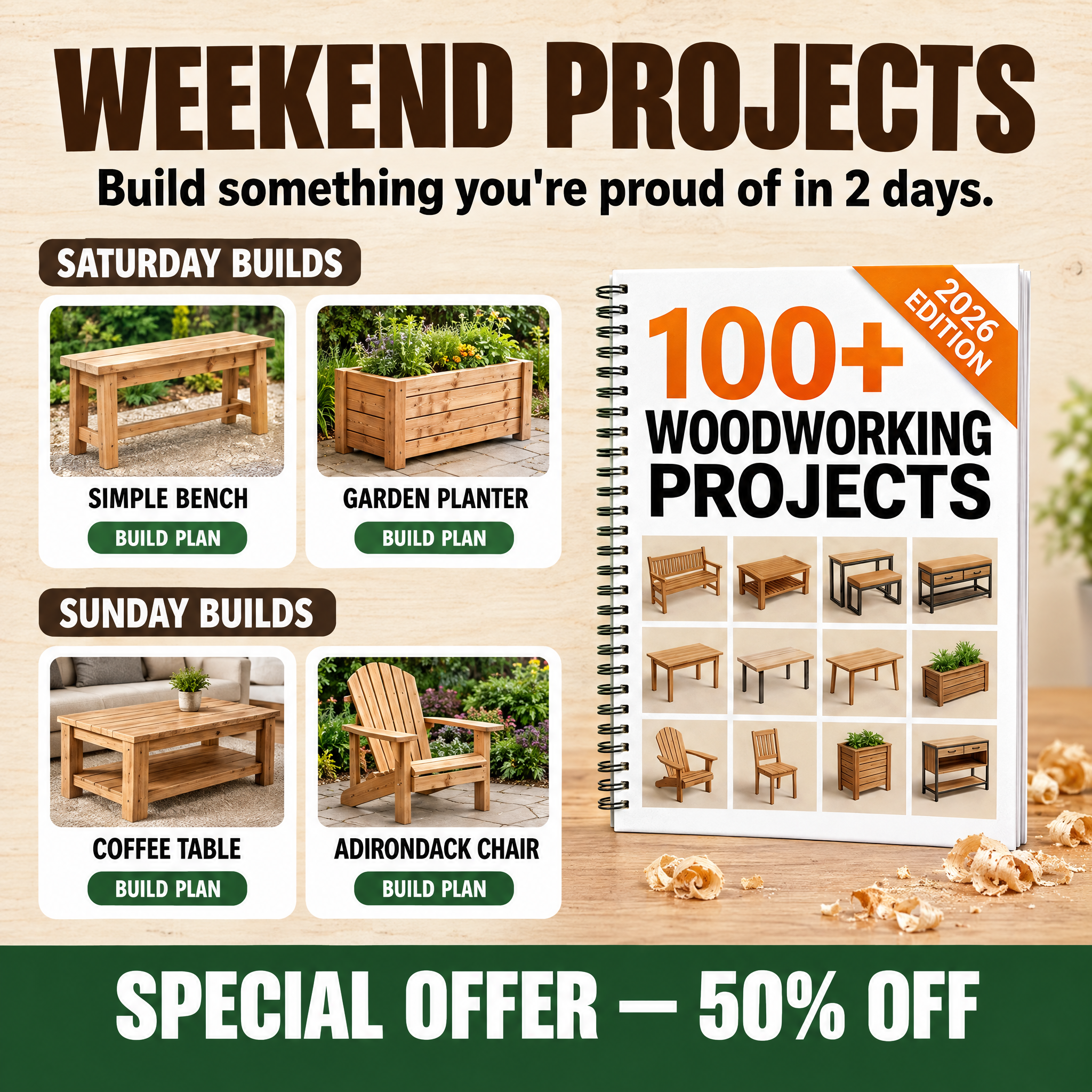Master Crafts DIY Facebook ad: Stop Buying Furniture. Build It.