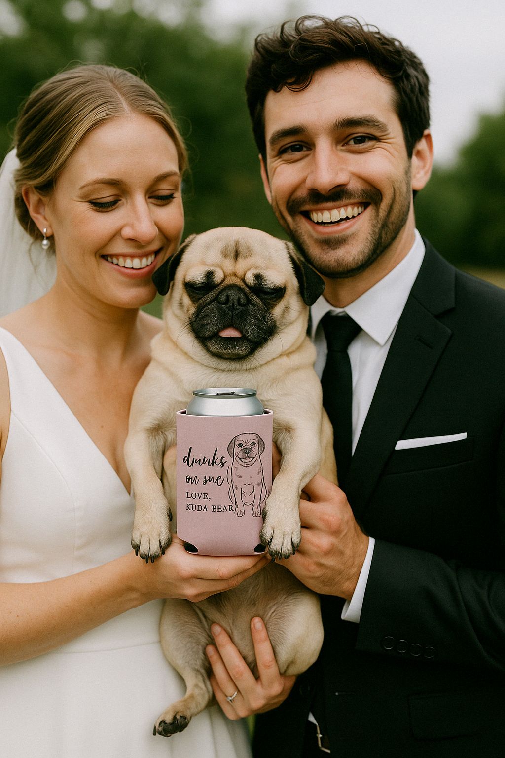 One Stop Bride Shop Facebook ad: Customizable Pet Themed Wedding Koozies