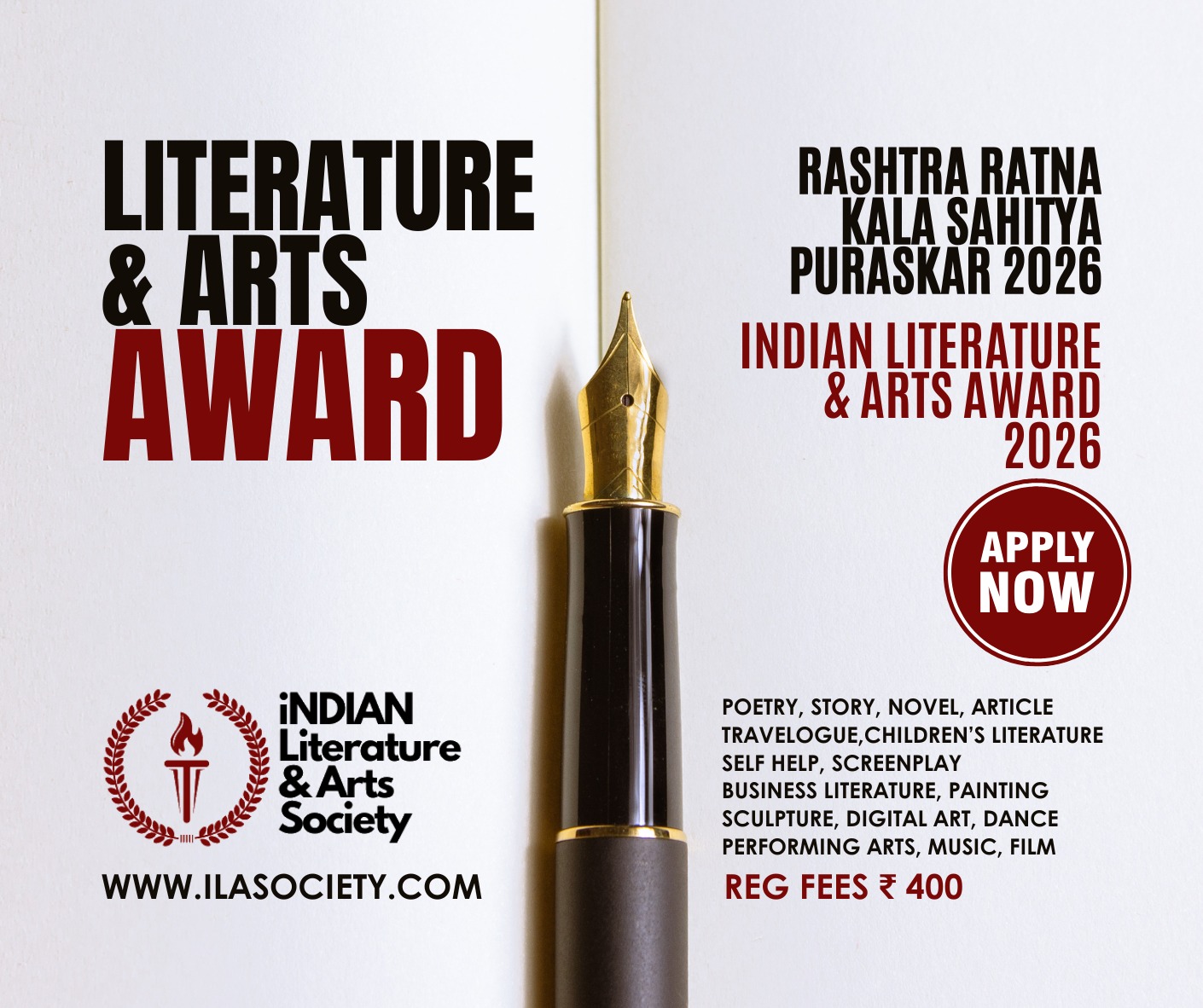 Indian Literature & Arts Society Facebook ad: Indian Literature Award 2026