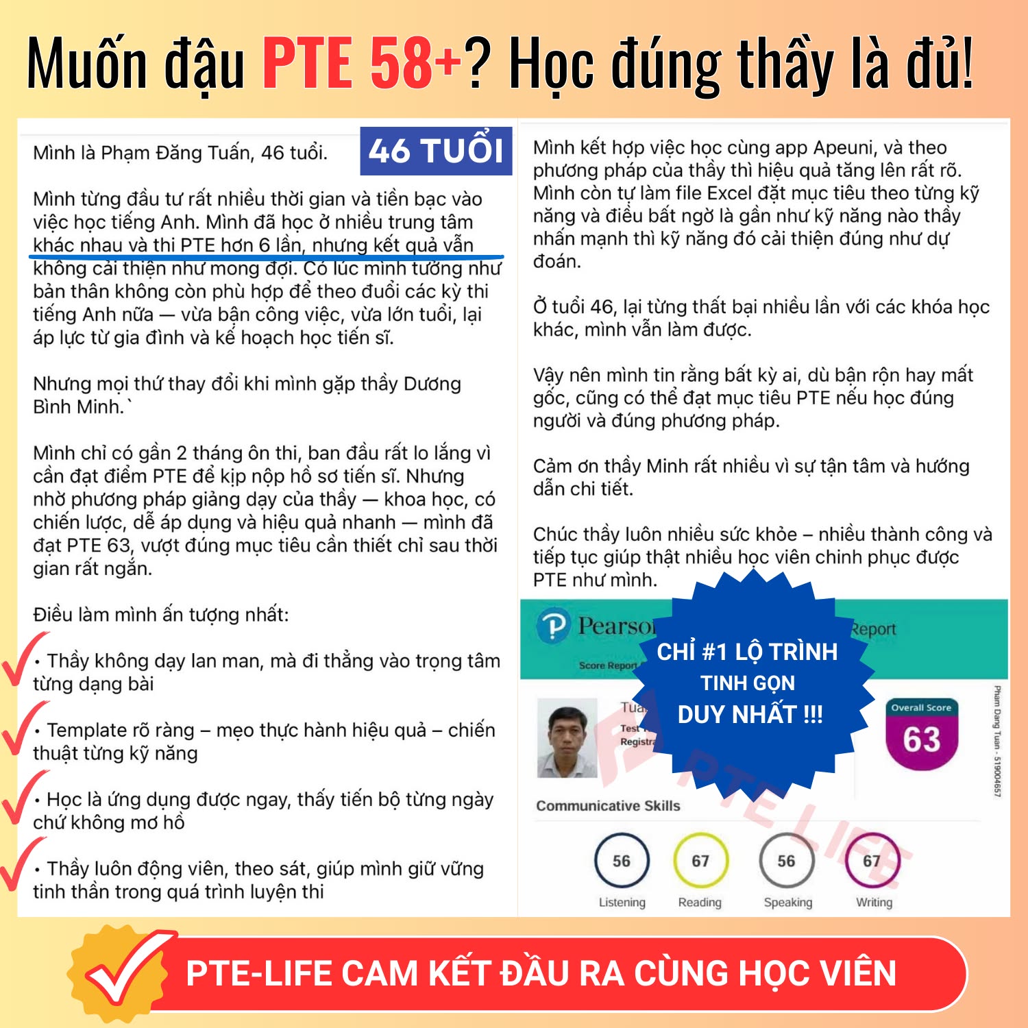 PTE Life - Luyện thi chứng chỉ PTE Du Học Định Cư Facebook ad