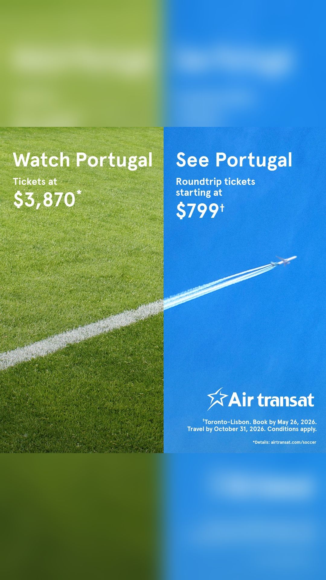 Air Transat Facebook ad from May 13, 2026