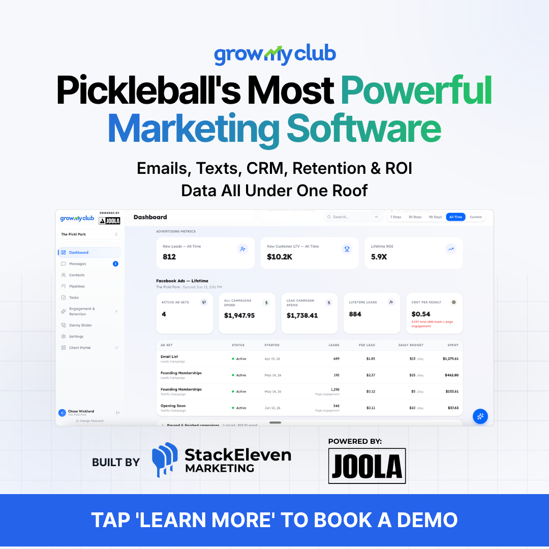 StackEleven Marketing Facebook ad: Pickleball's Most Powerful Marketing Tool