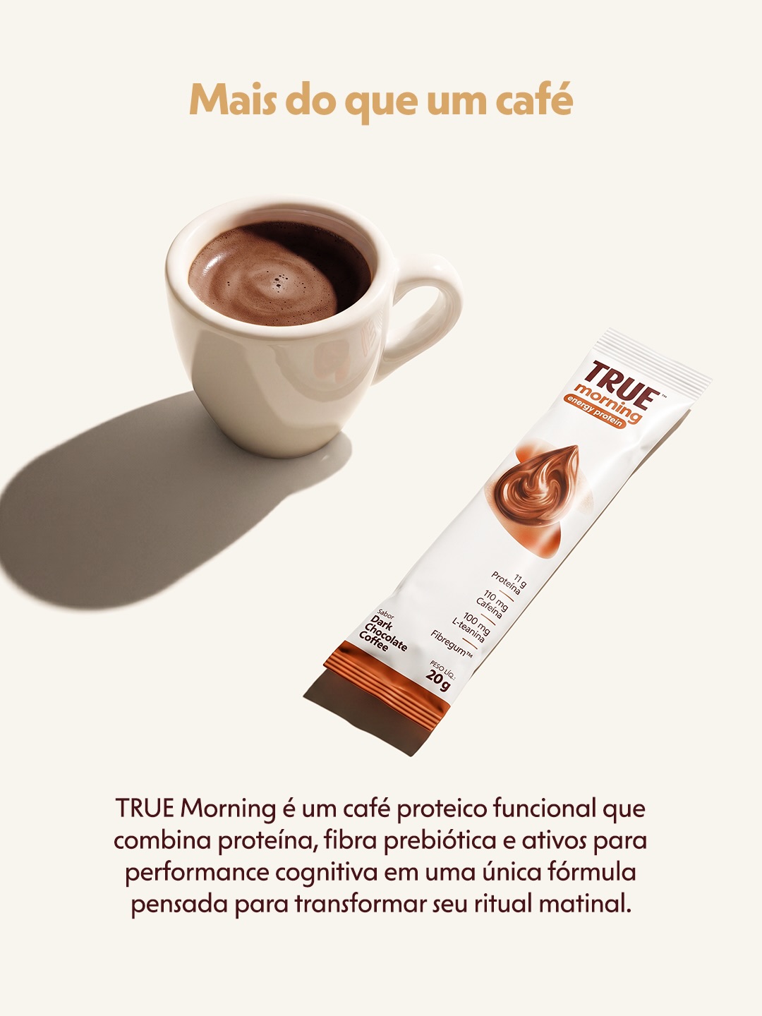 True - Viva de verdade Facebook ad: True Morning Energy Protein Dark Chocolate Coffee Caixa c/…