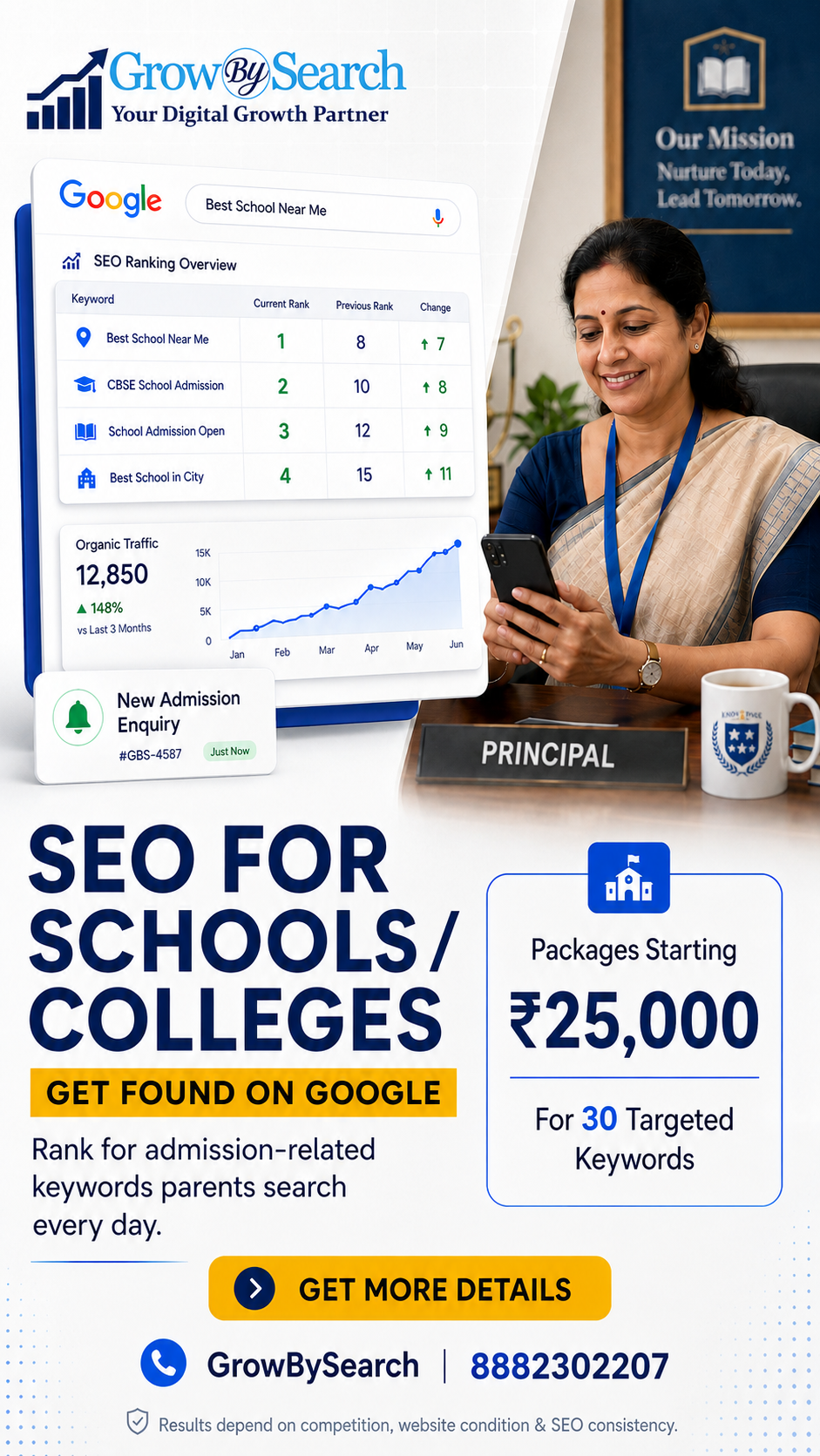 Growbysearch Facebook ad: SEO Services for Schools, Colleges & Educational…