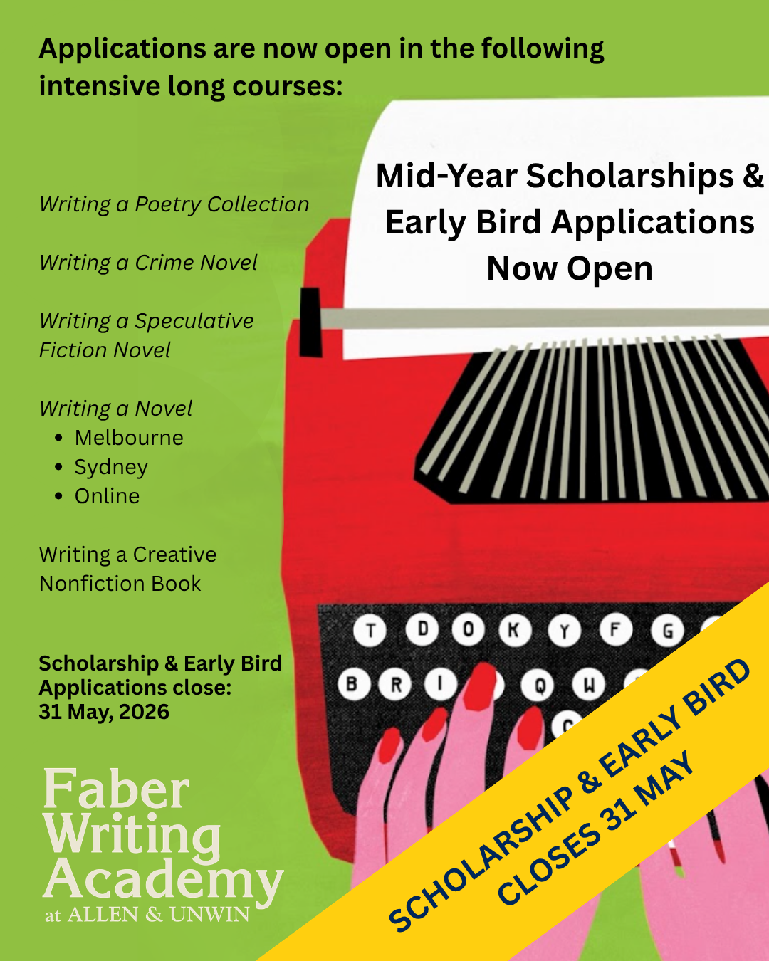 Faber Writing Academy at Allen and Unwin Facebook ad