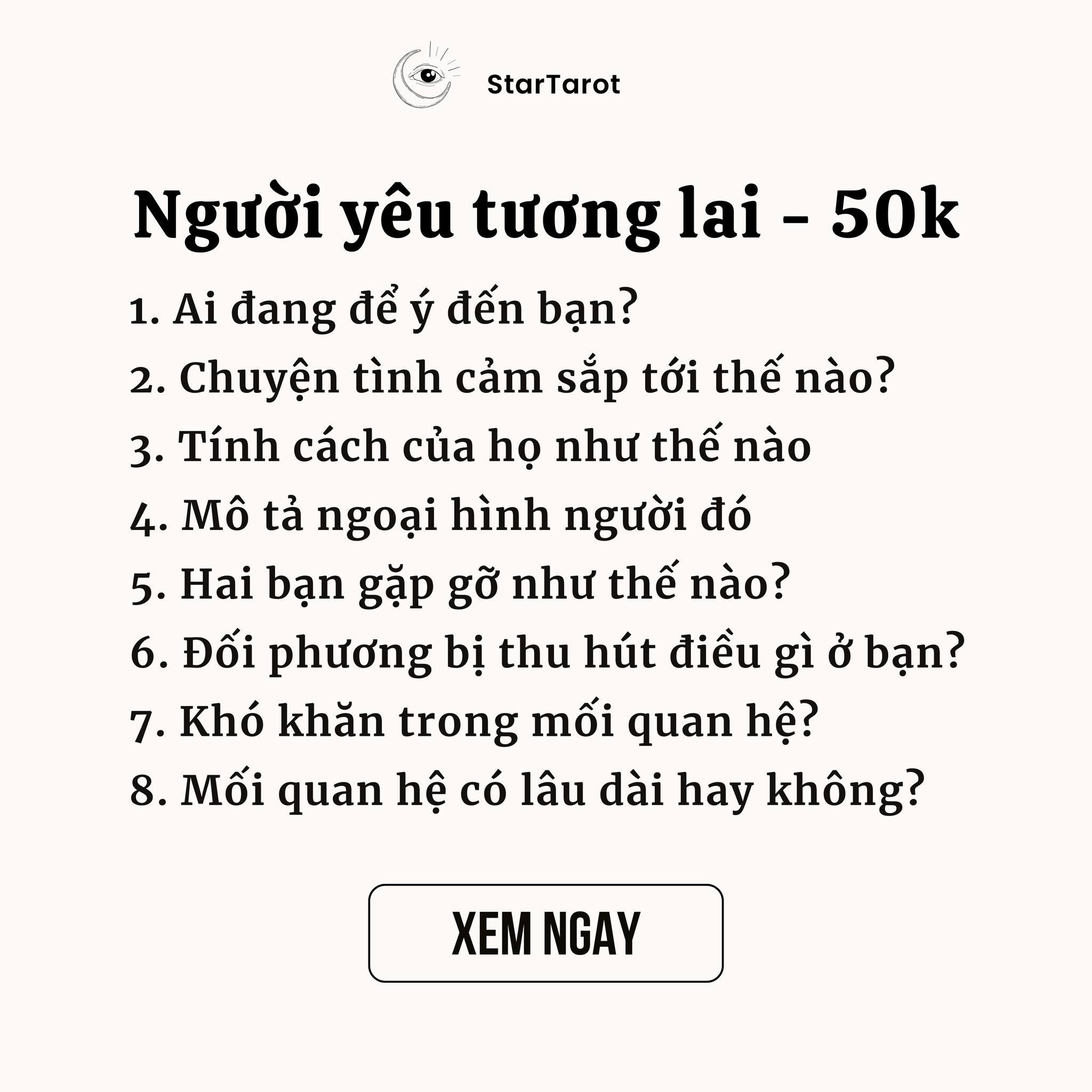 Star Tarot Fanpage Facebook ad: ƯU ĐÃI SIÊU RẺ 50k/8câu TRẢI BÀI MỌI…