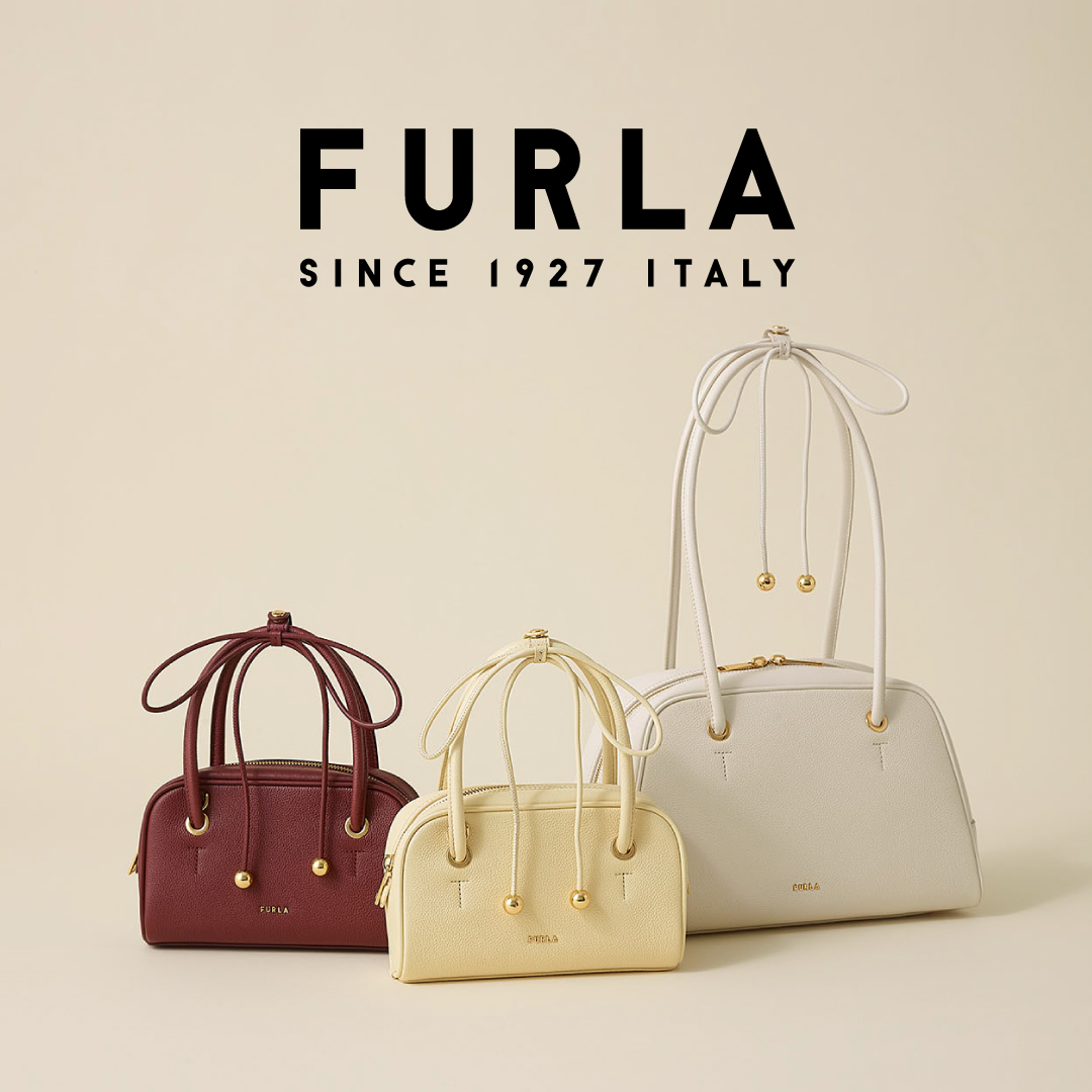 Furla Facebook ad: 上品なドームシルエットに、リボンチャームの遊び心を添えて。新作「フルラ ポピー」が登場。