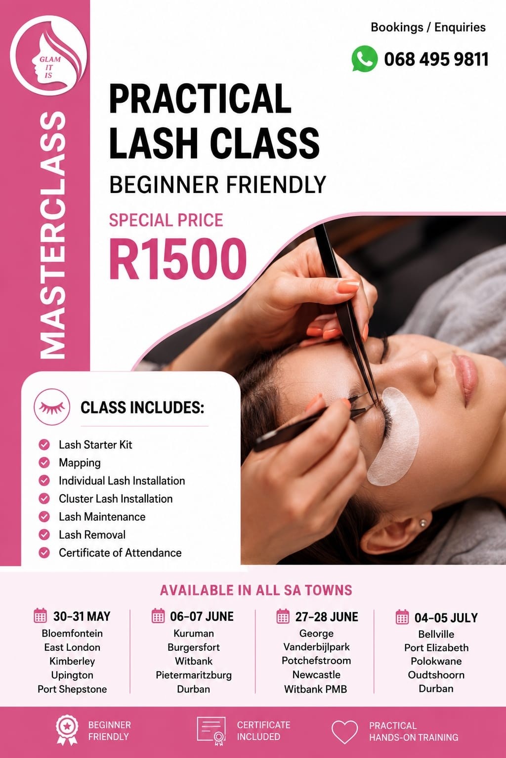 Glam It Is Facebook ad: 2026 Lash Training Schedule