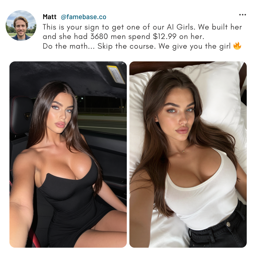 Famebase Facebook ad: Get the AI Girl That Makes Money