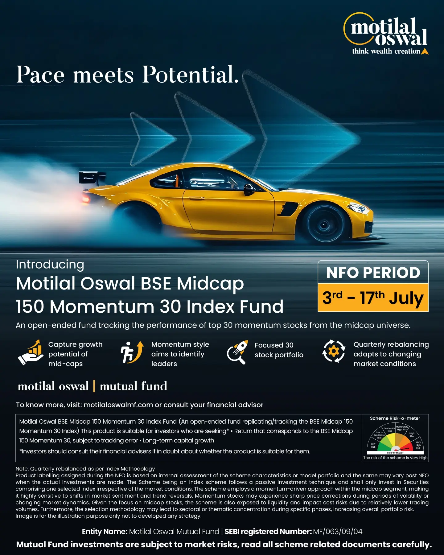 Motilal Oswal Asset Management Company Ltd. Facebook ad: When pace meets potential, opportunities can accelerate.