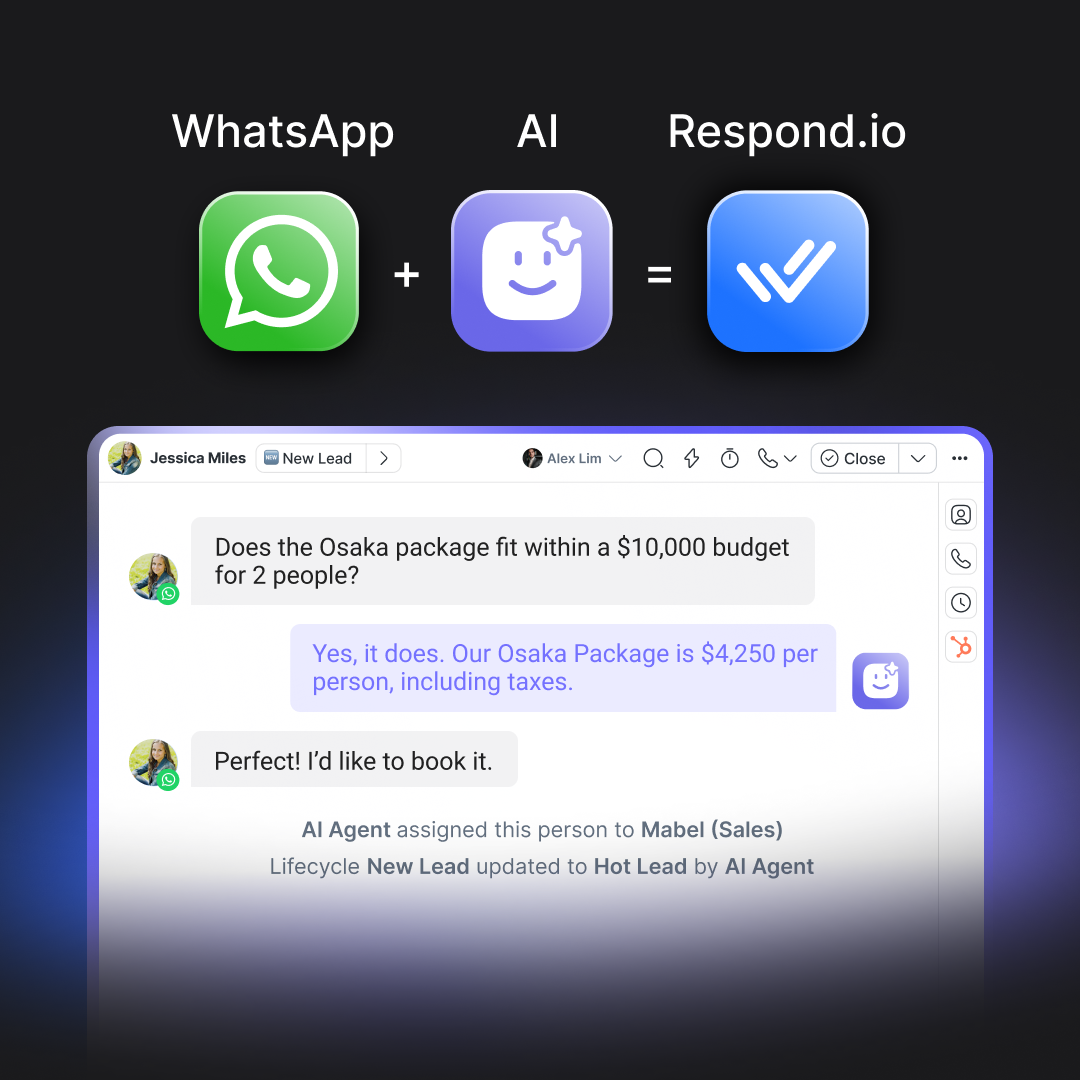respond.io Facebook ad: Stop losing customers on WhatsApp