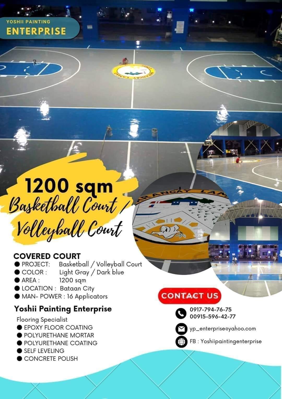 Yoshii Painting Enterprise Facebook ad: BASKETBALL COURT JOB DONE