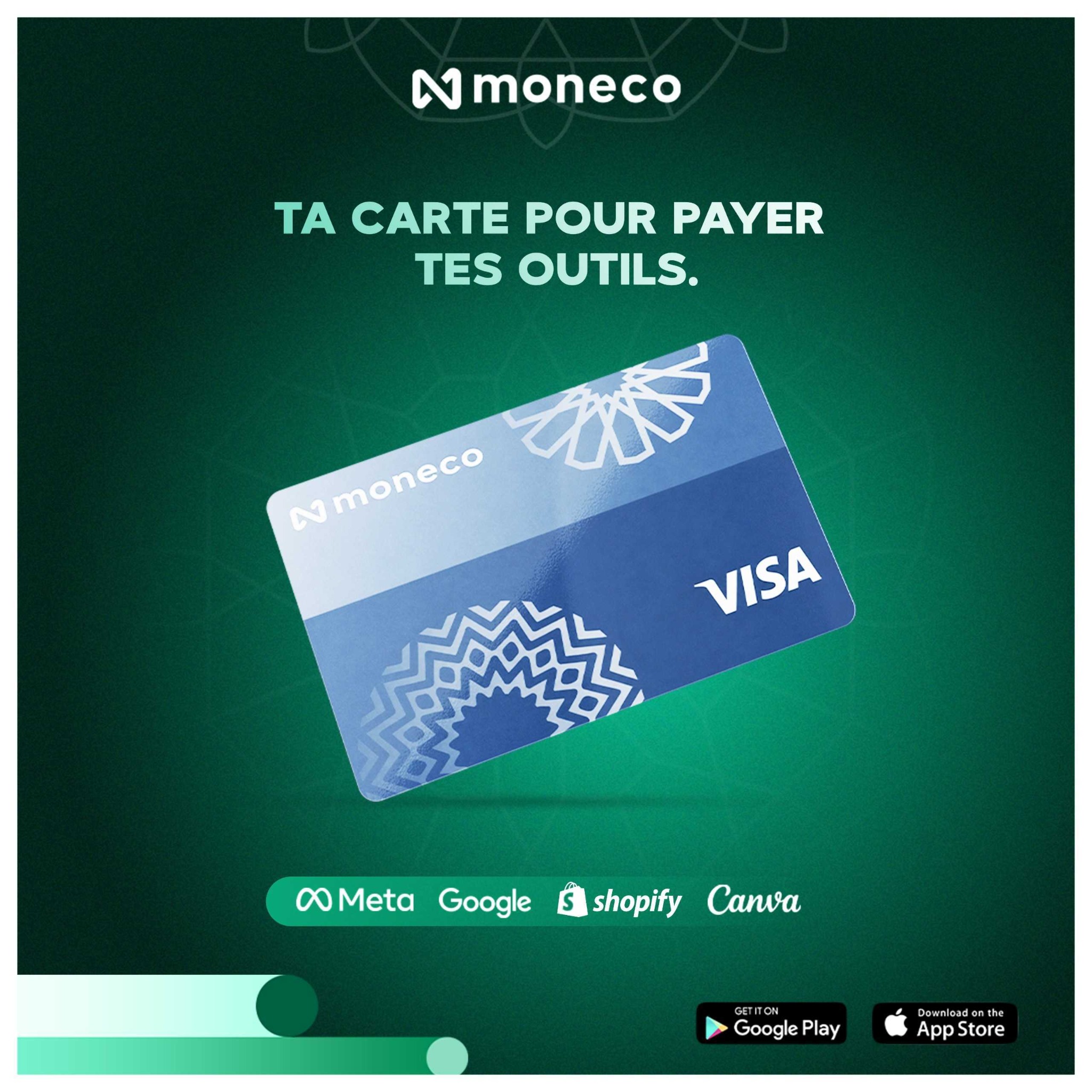 Moneco Facebook ad: Ta carte pour payer tes outils