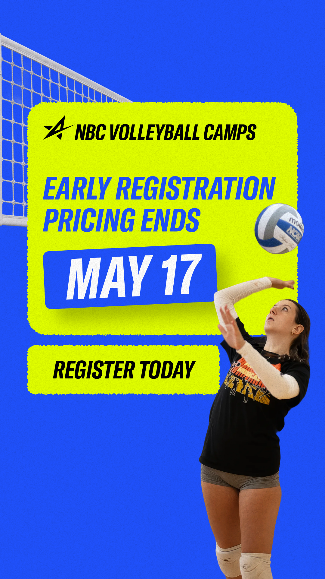 NBC Volleyball Camps! Facebook ad from May 8, 2026