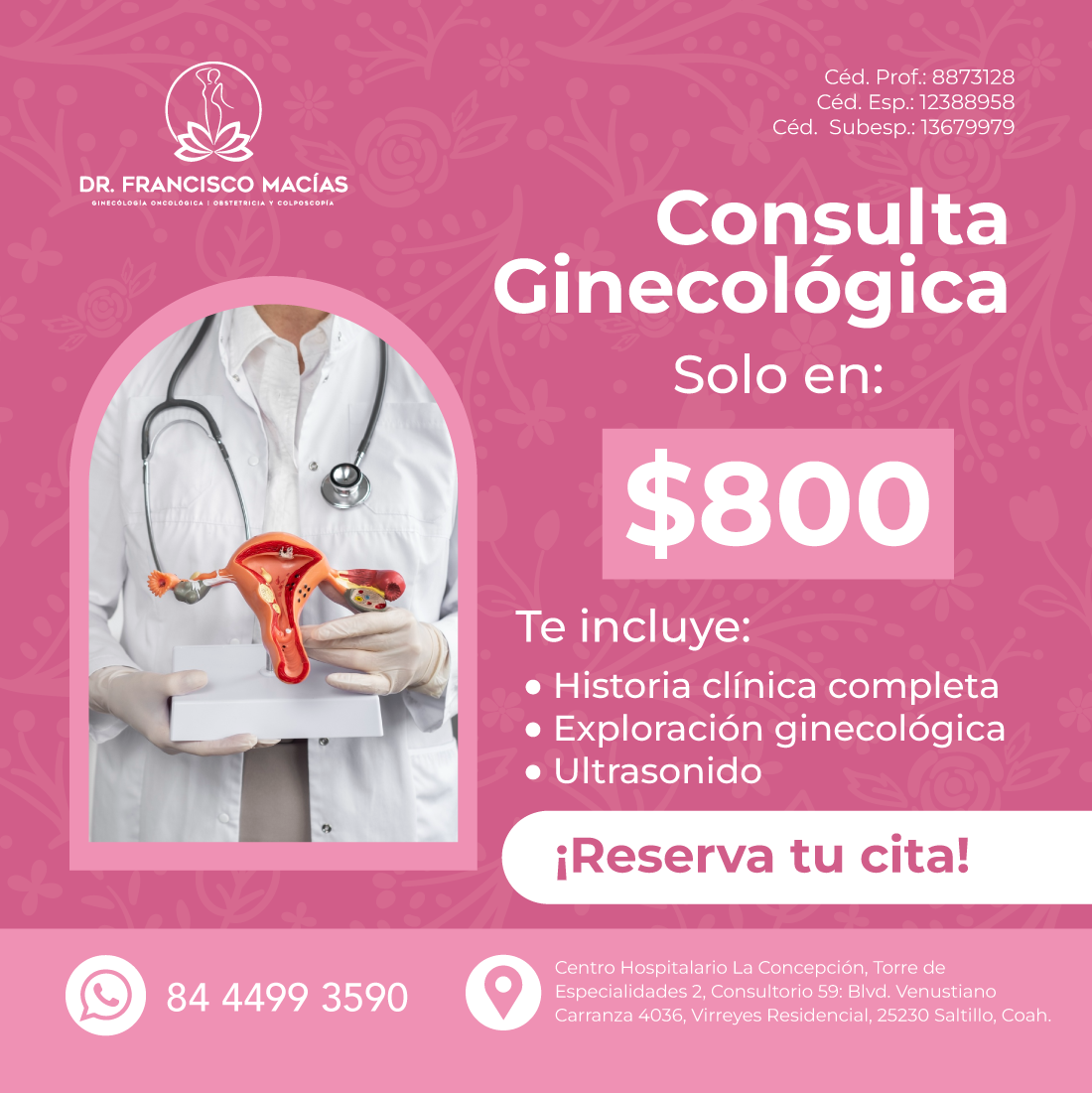 Dr. Francisco Macías, Ginecólogo Facebook ad: Agenda tu Cita
