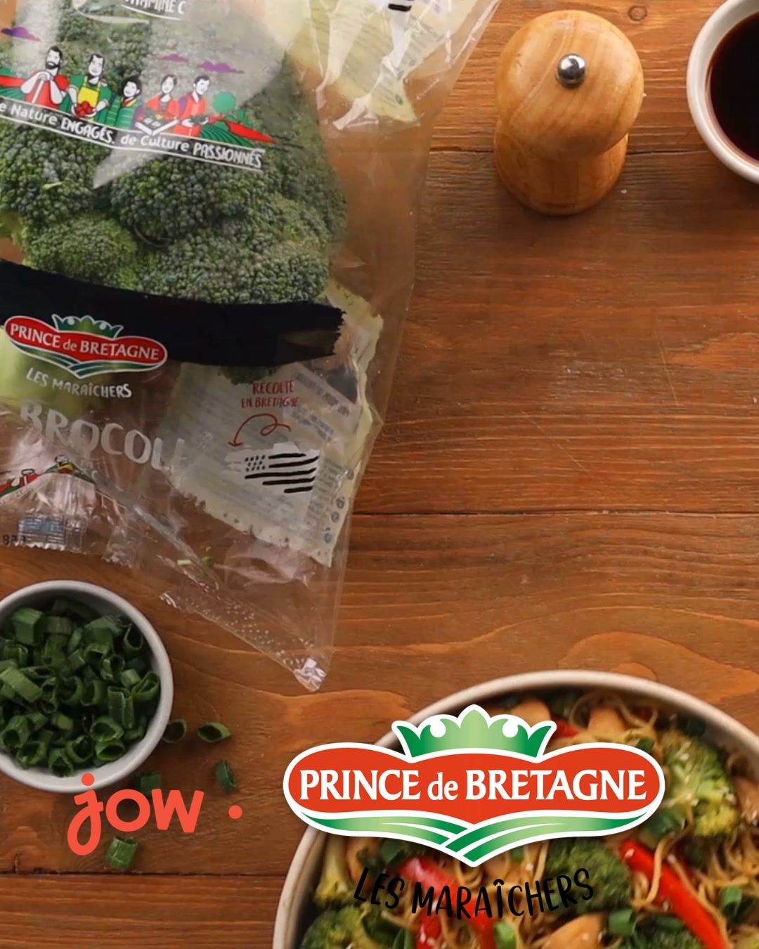 Jow Facebook ad: La recette des Nouilles sautées au poulet & brocolis