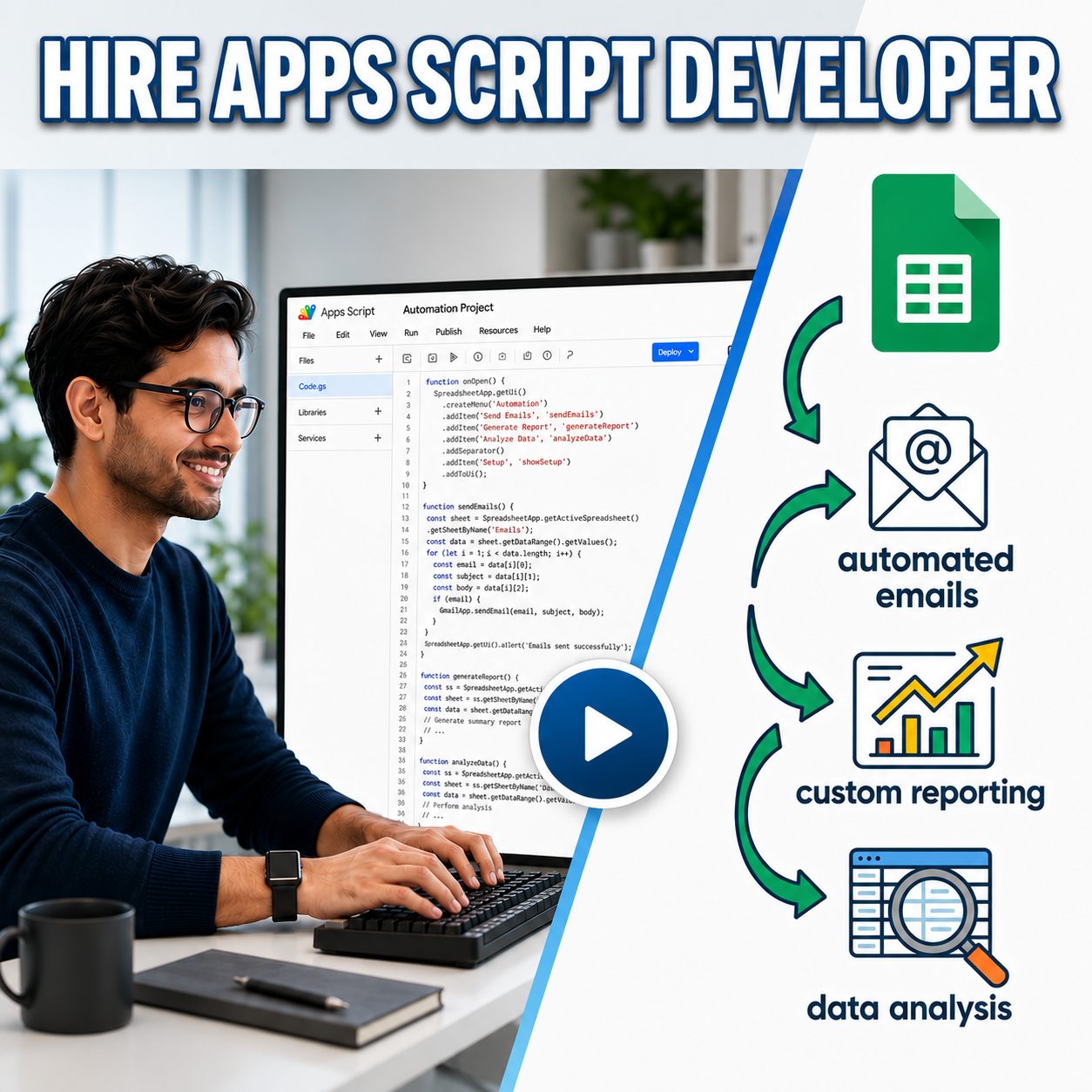 Bolofy AI Chatbots Facebook ad: Custom Google Apps Script Automation