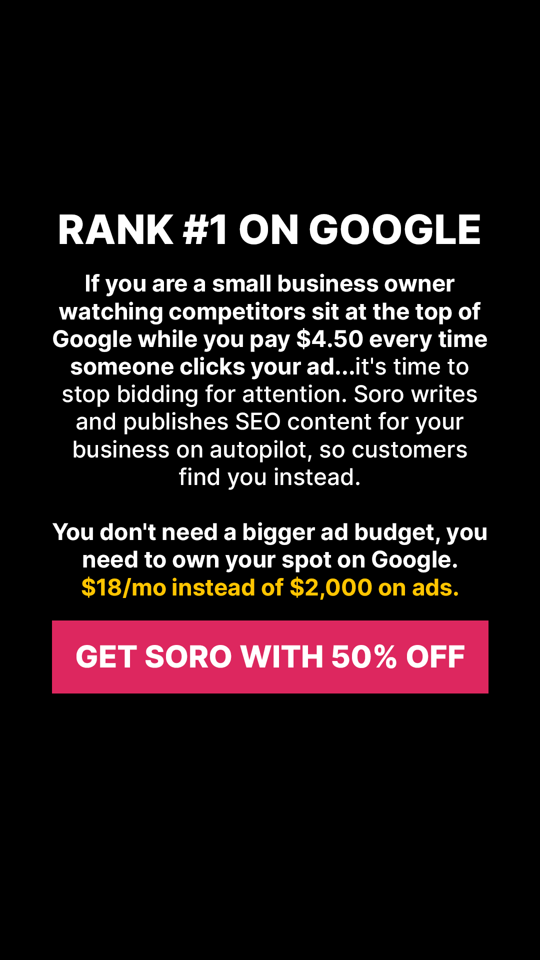 Soro SEO Facebook ad