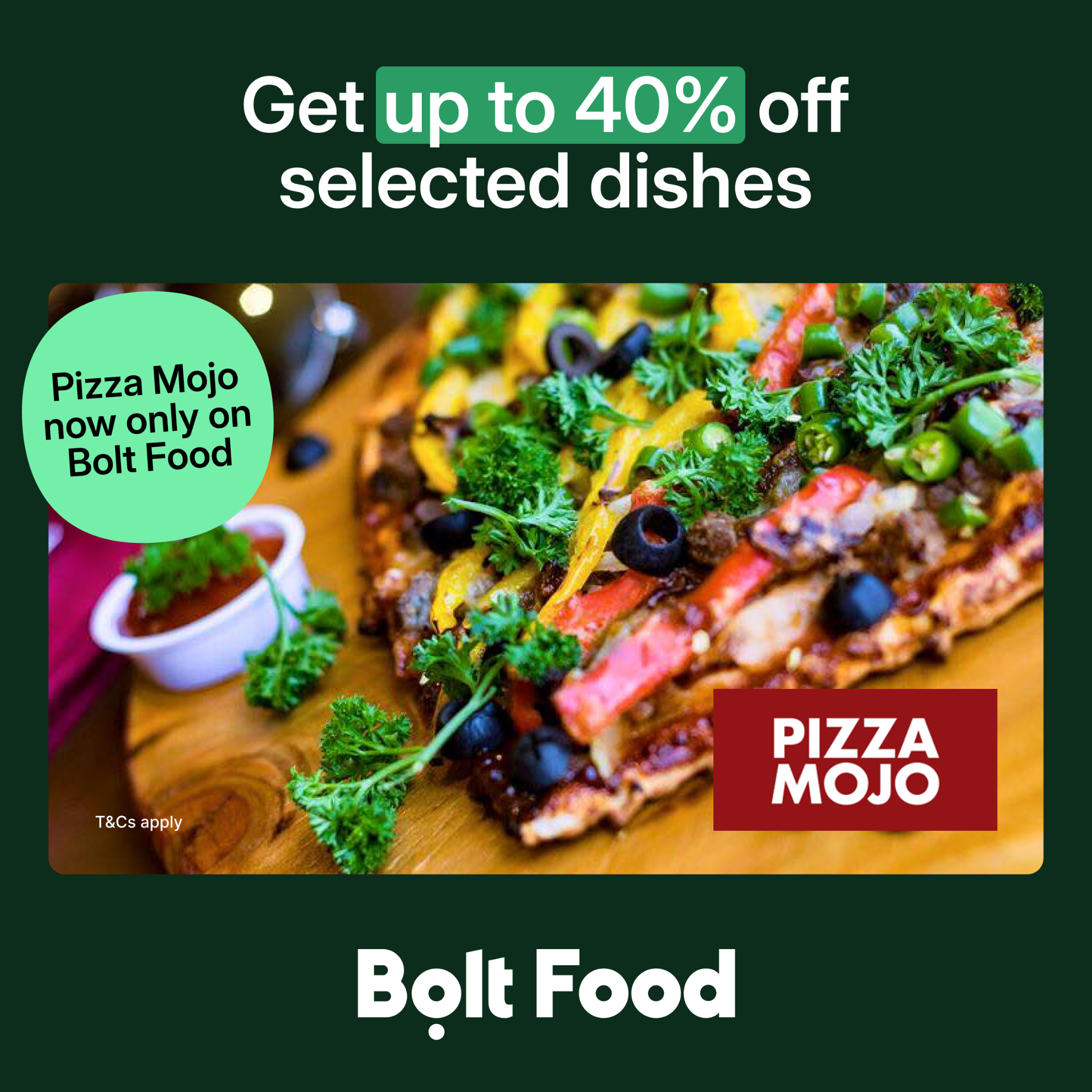 Bolt Food Facebook ad: Up to 40% off your order