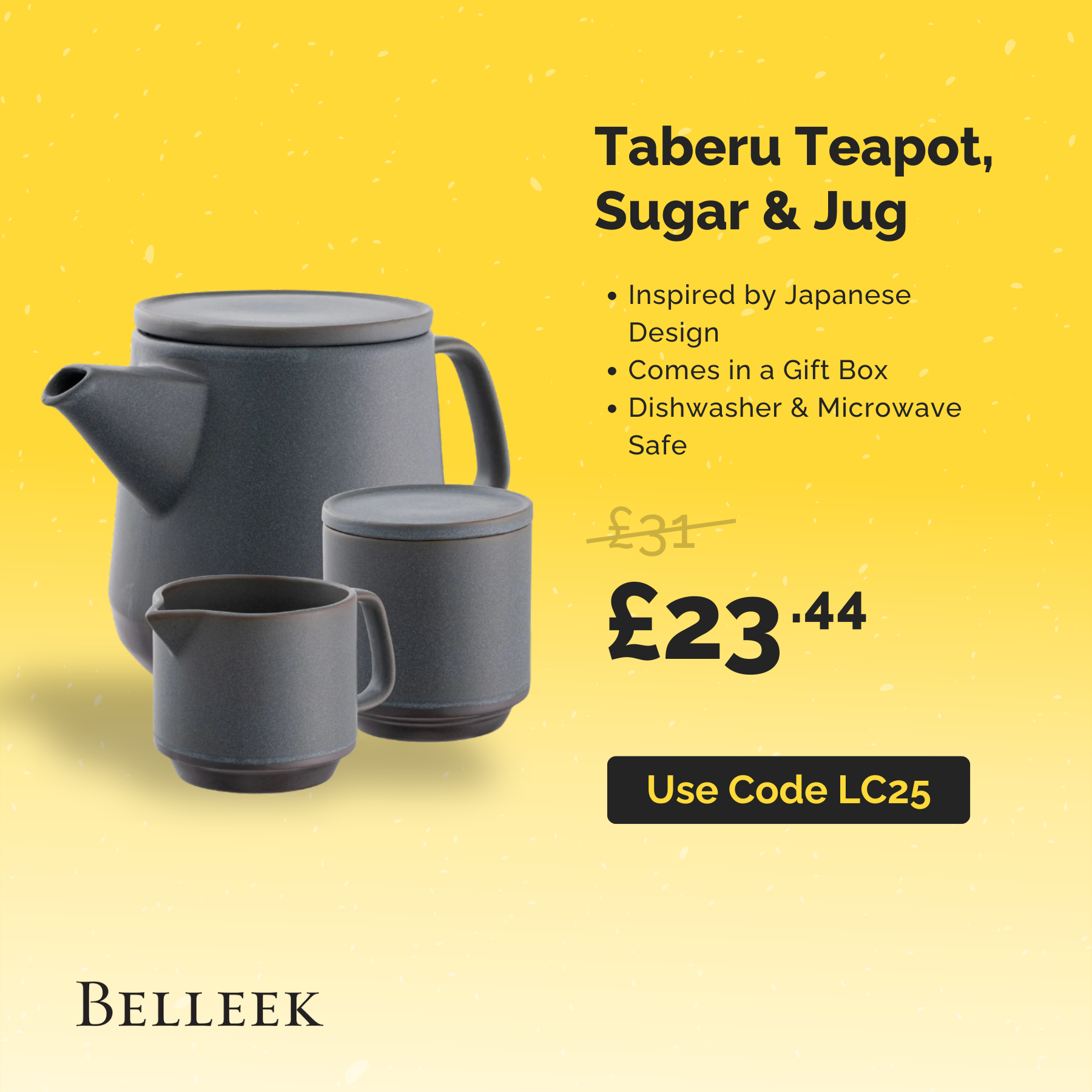 Belleek Pottery Facebook ad: Enjoy an extra 25% off our Last Chance…
