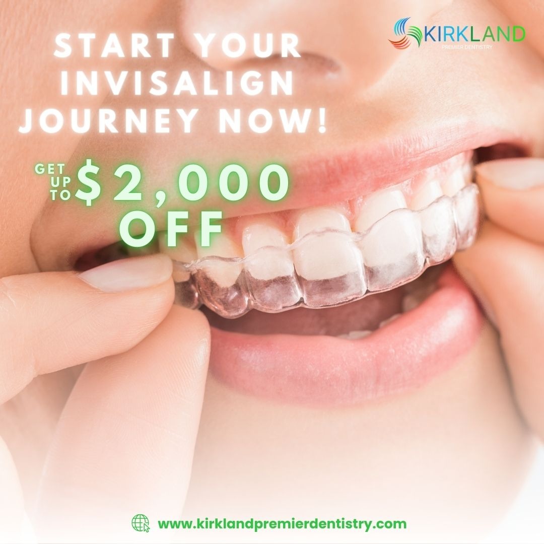 Kirkland Premier Dentistry Facebook ad: INVISALIGN SPECIAL: $2,000 OFF + FREE Consult