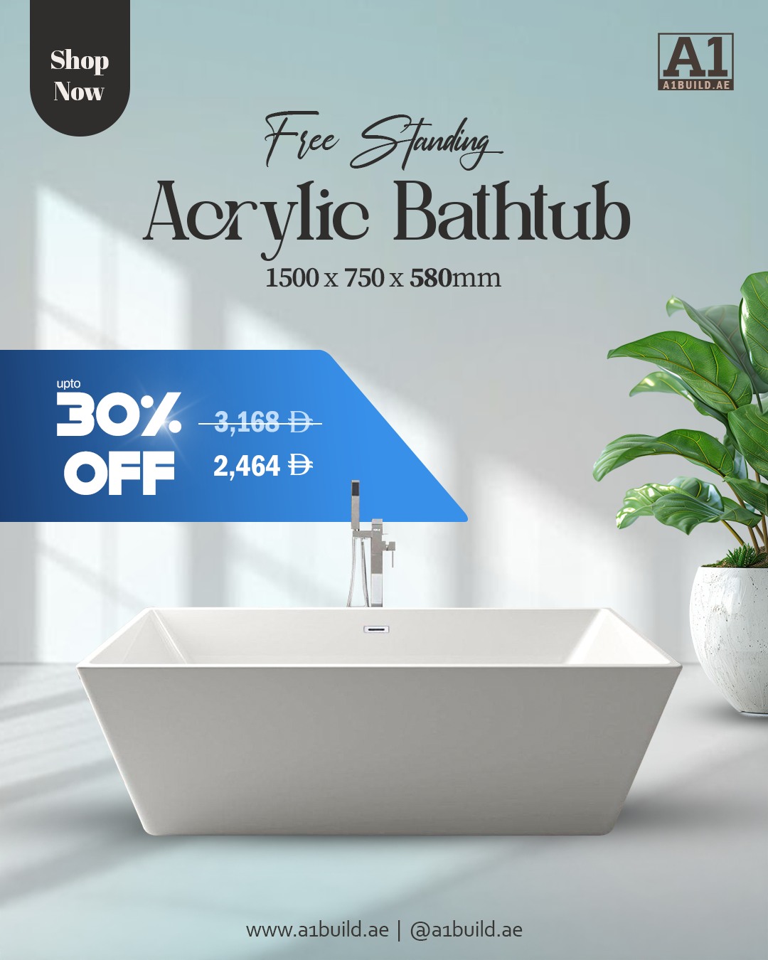 A1build.ae Facebook ad: This isn’t just a bathtub.