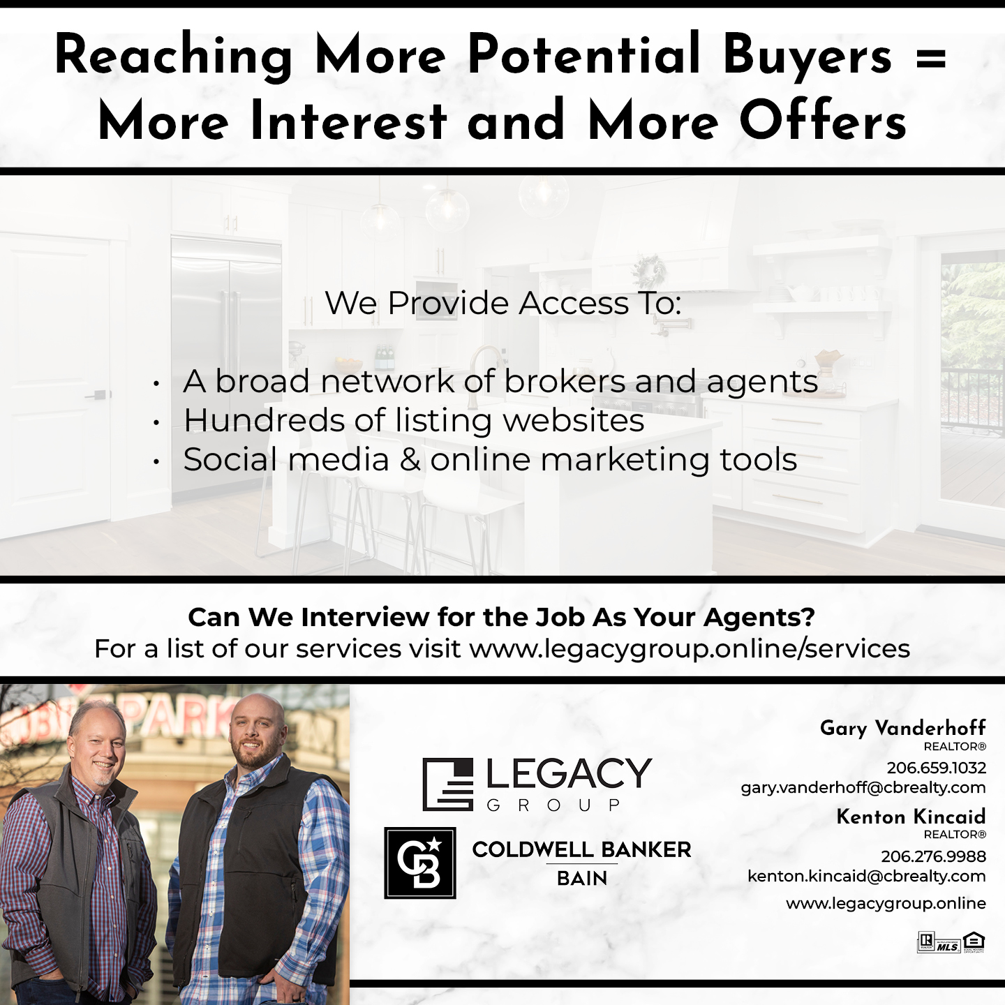 Gary Vanderhoff, Realtor Facebook ad: Message or Call (206) 659-1032 | (206) 276-9988