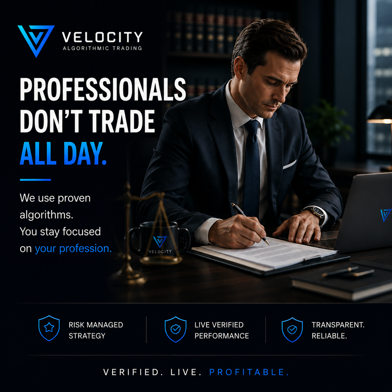 Velocity AI Facebook ad: Your Career First. The Markets Second.