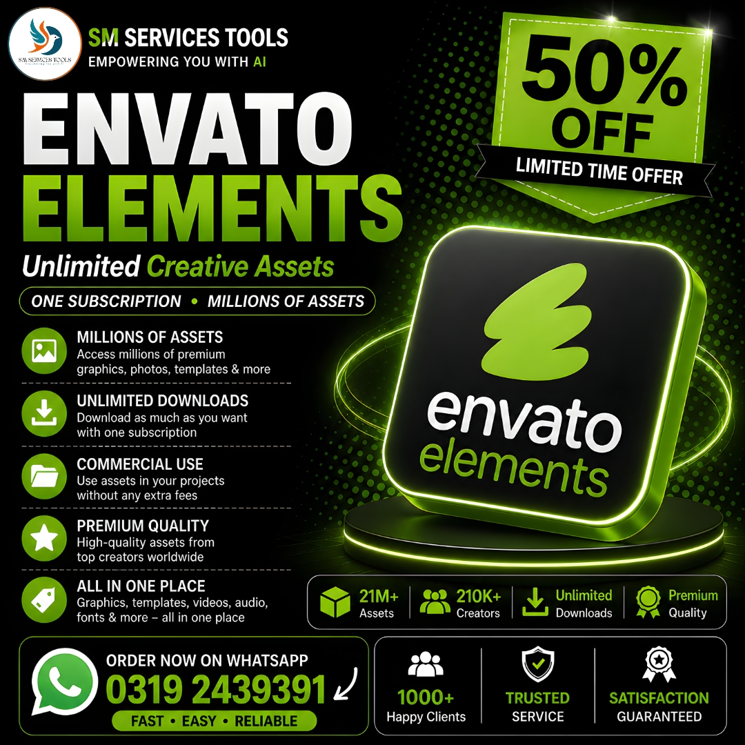 SM Services Tools Facebook ad: ENV*TO ELEM*NTS, 50% OFF TODAY!