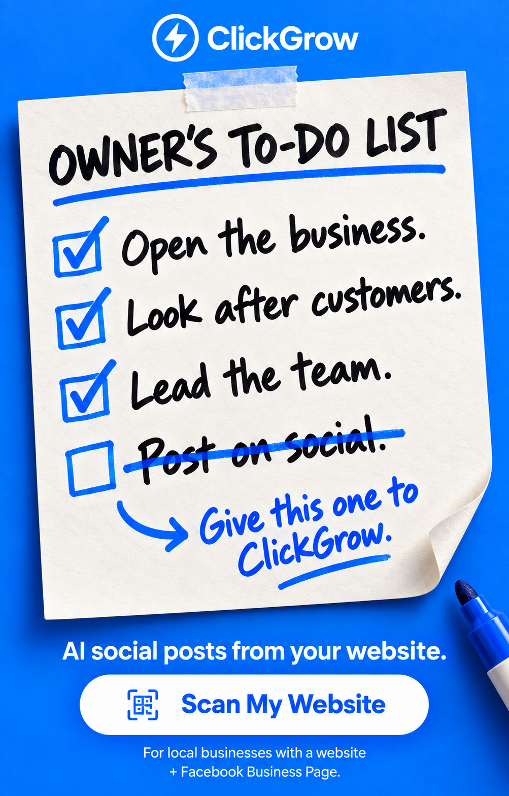 ClickGrow AI Facebook ad: Cross one thing off