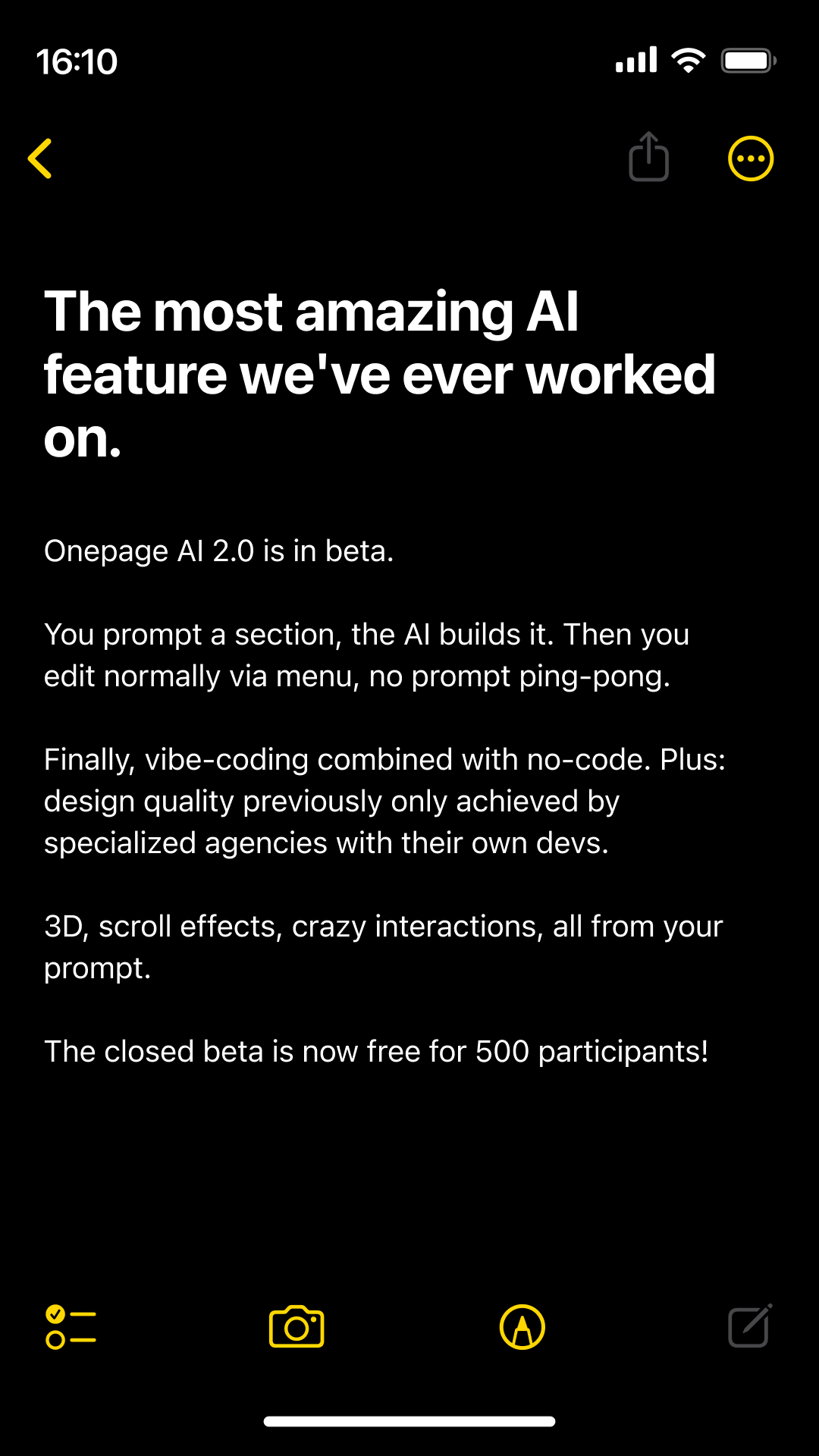 Onepage Facebook ad