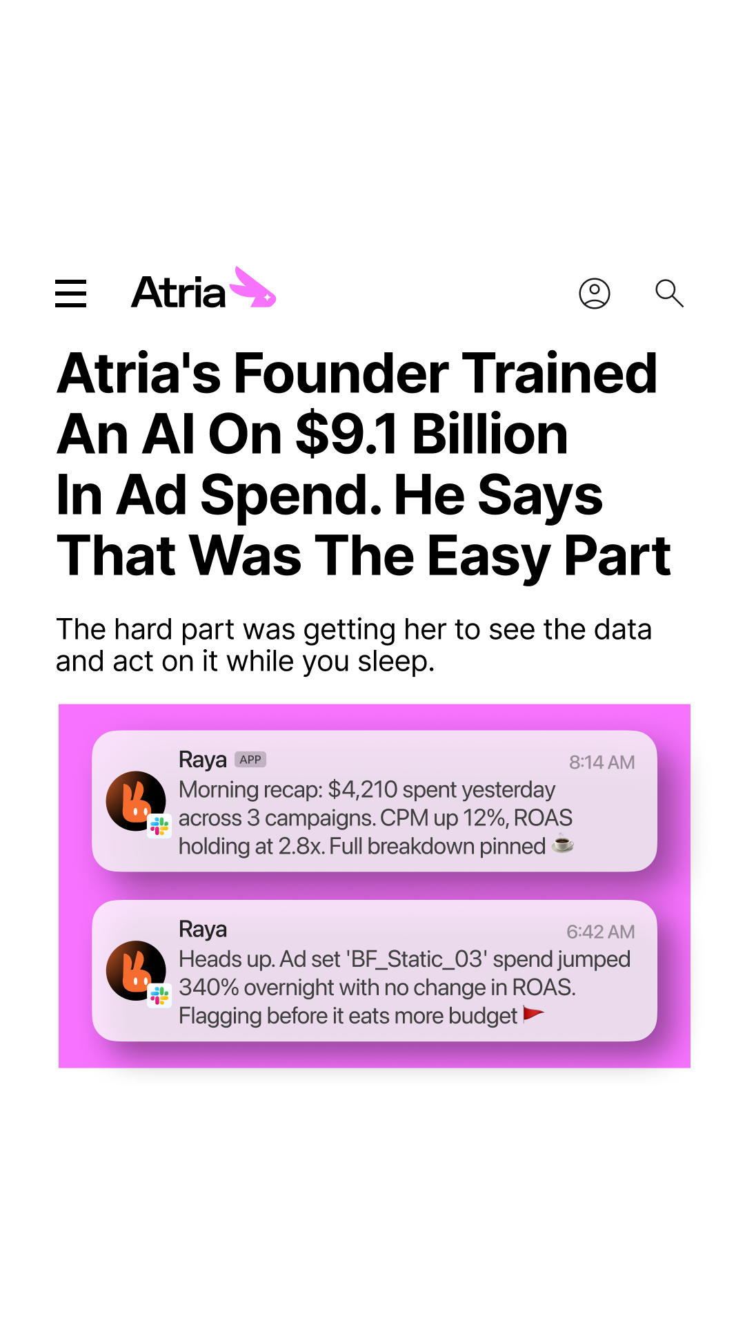 Atria AI Facebook ad