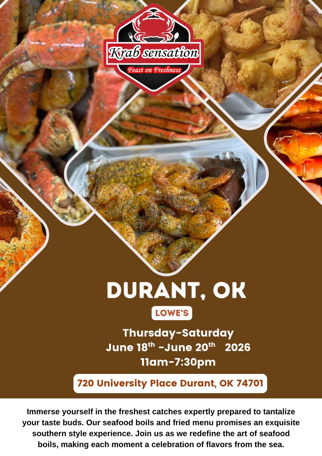 The Krab Sensation & Seafood on the Go. Facebook ad