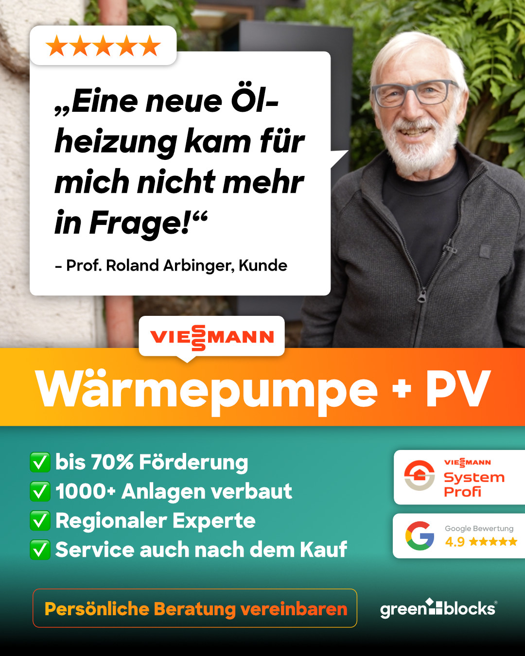 Greenblocks GmbH Facebook ad: Über 90×, zertifizierter Systemprofi aus Bad Homburg