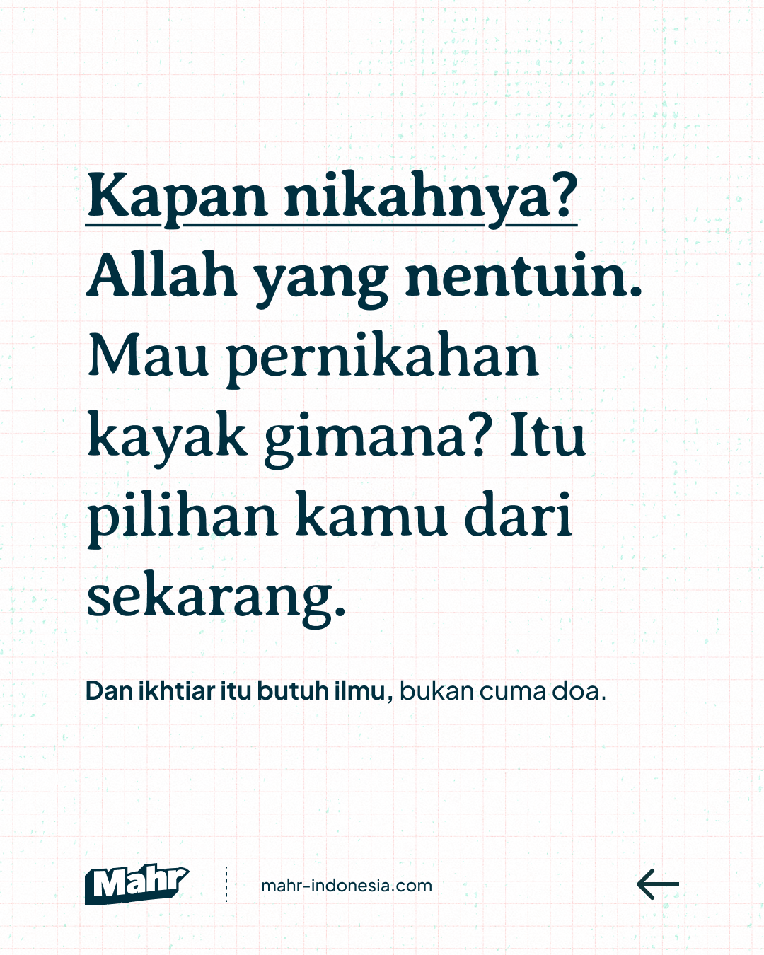 Mahr Indonesia Facebook ad: Banyak yang udah niat nikah, tapi ilmu pranikahnya…