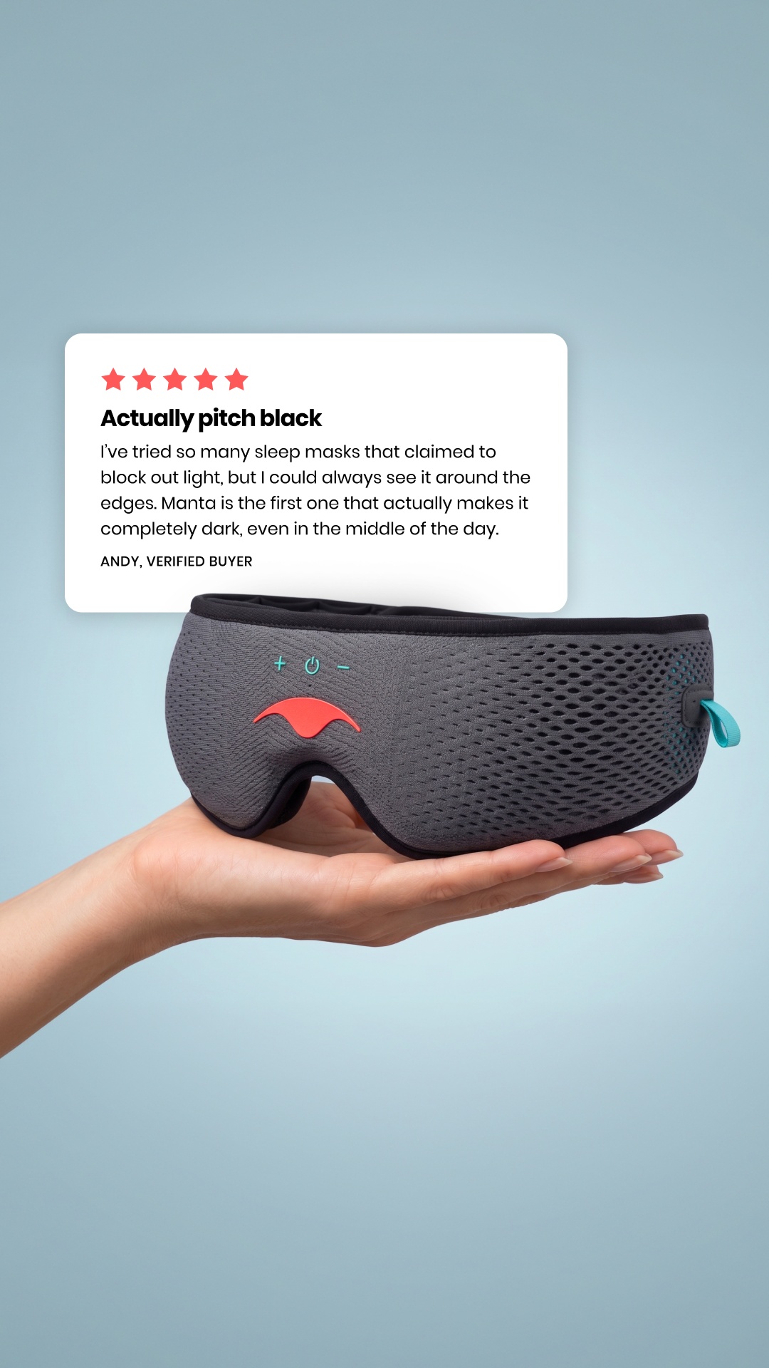 Manta Sleep Facebook ad: Complete Darkness = Deeper Sleep