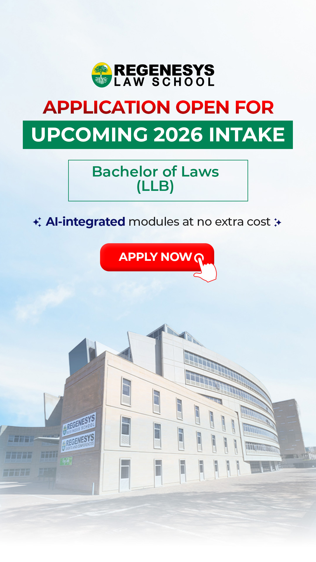 Regenesys Law School Facebook ad from Jun 3, 2026