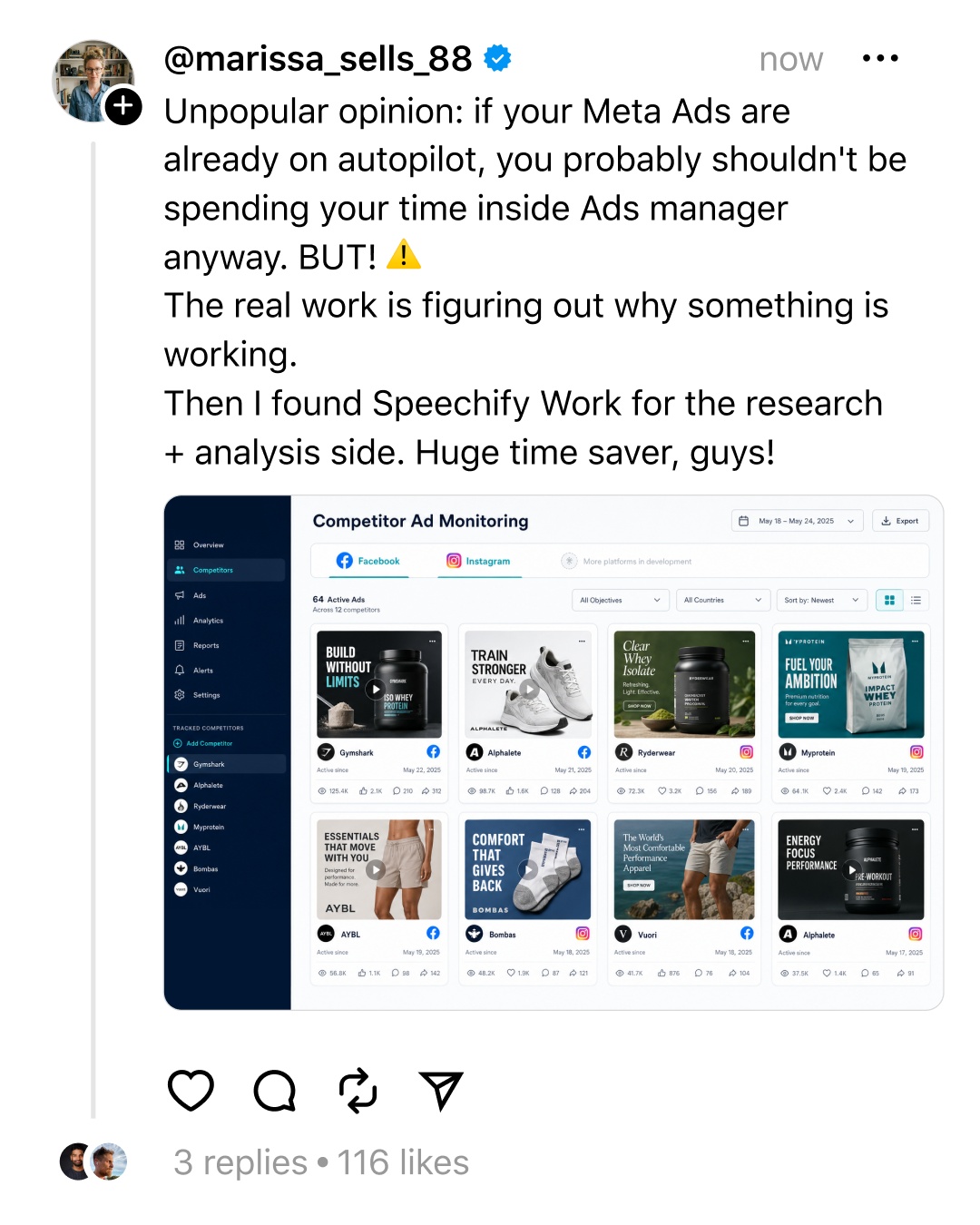 Speechify Facebook ad