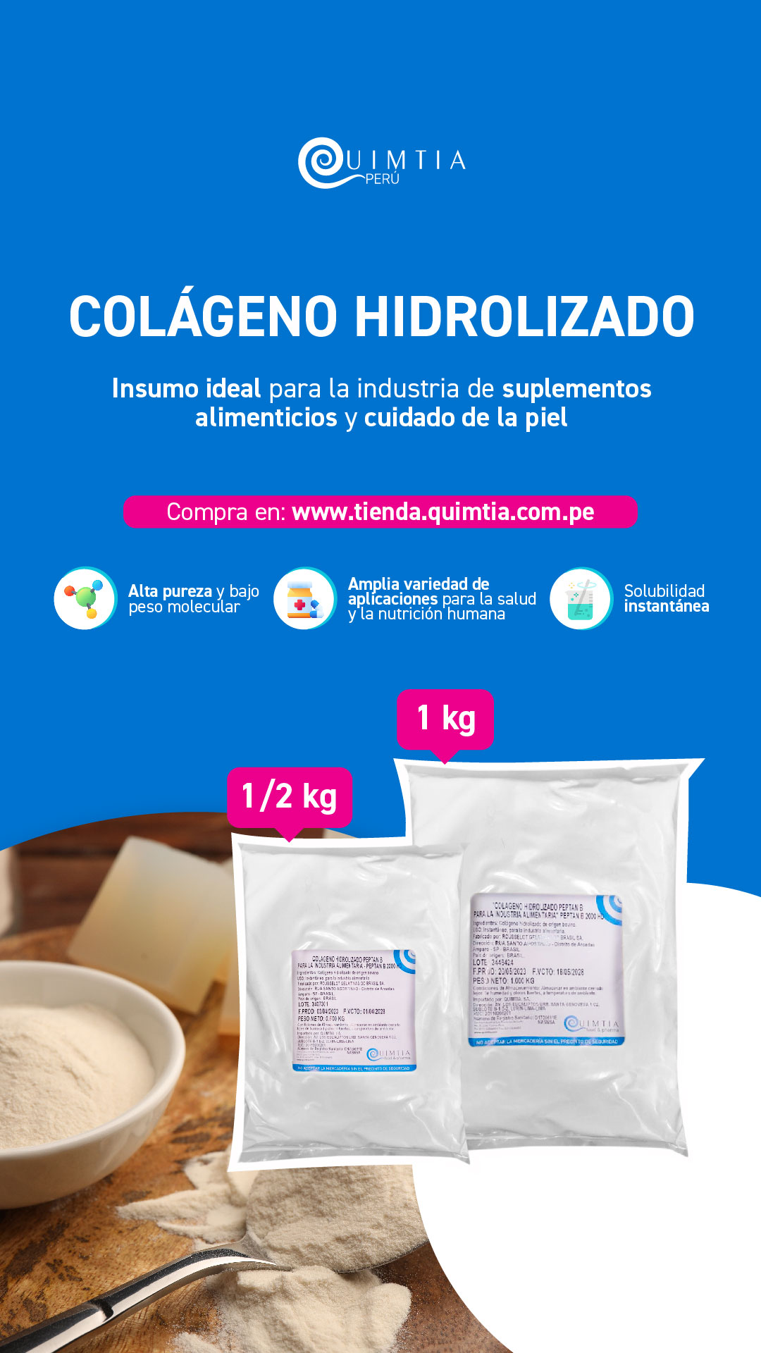 Quimtia Facebook ad: ¡Nutrición premium!