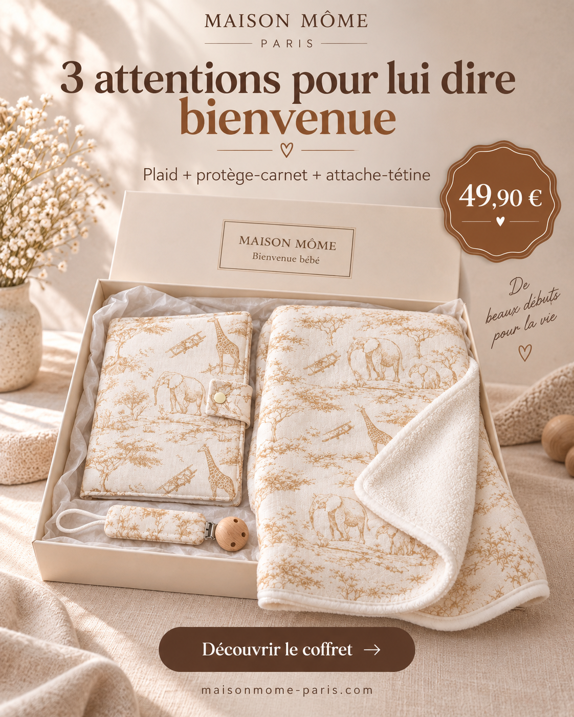Maison Môme Paris Facebook ad: Son premier cadeau, choisi avec amour